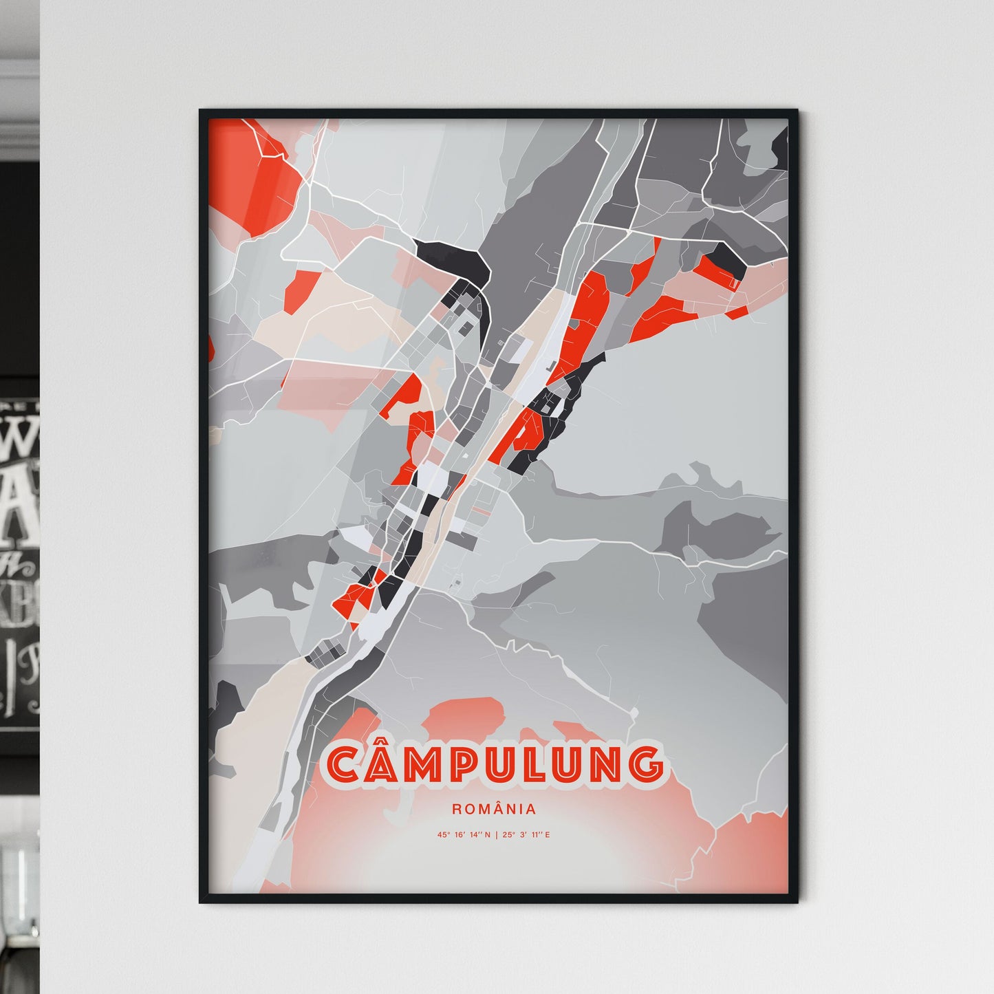 Colorful CÂMPULUNG ROMANIA Fine Art Map Modern