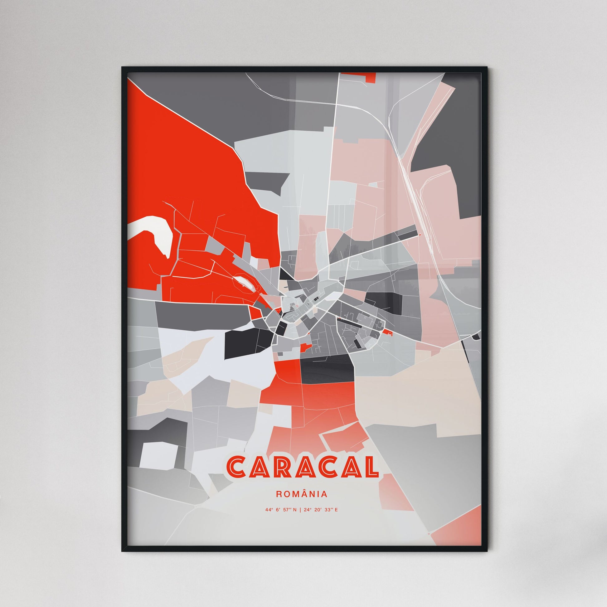 Colorful CARACAL ROMANIA Fine Art Map Modern