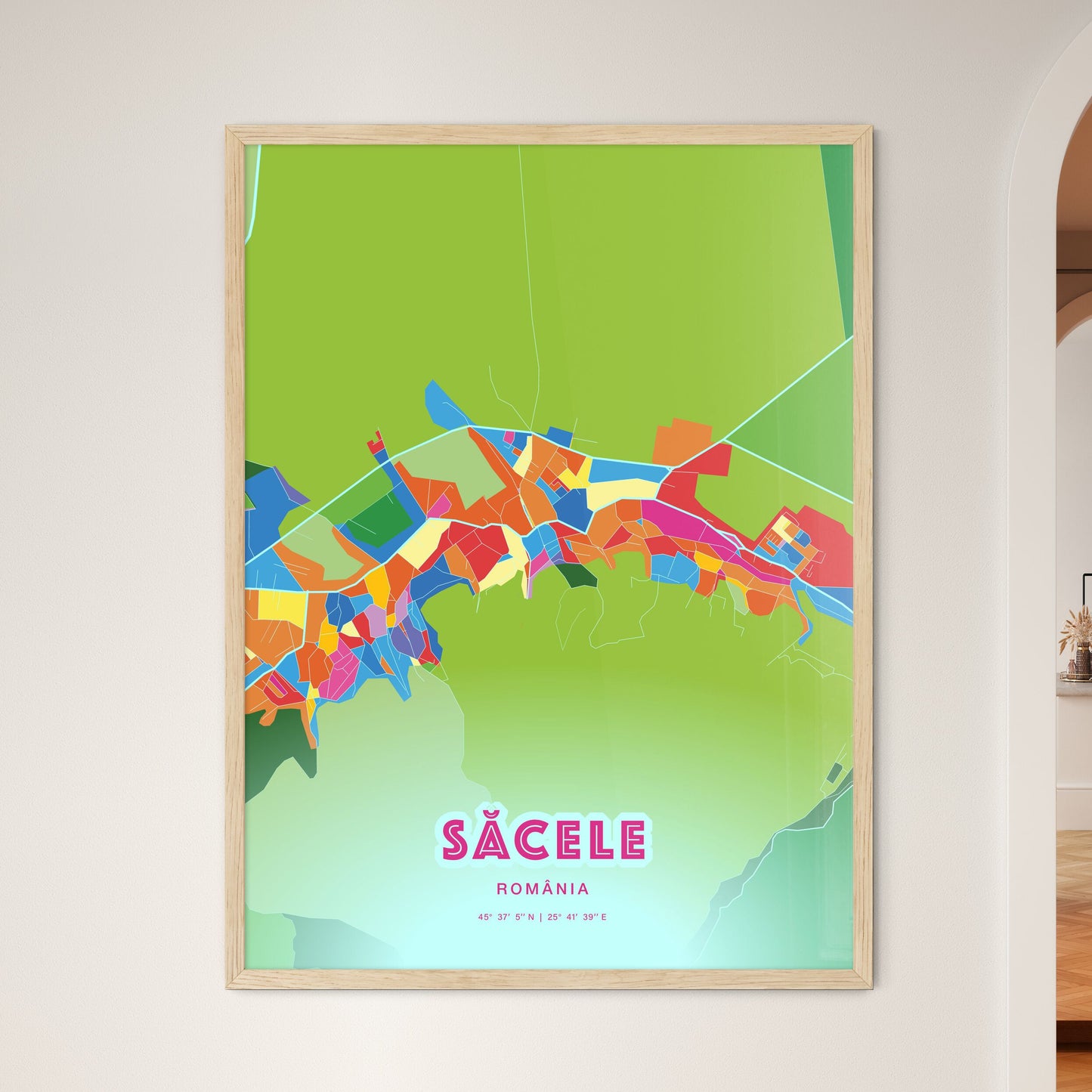 Colorful SĂCELE ROMANIA Fine Art Map Crazy Colors