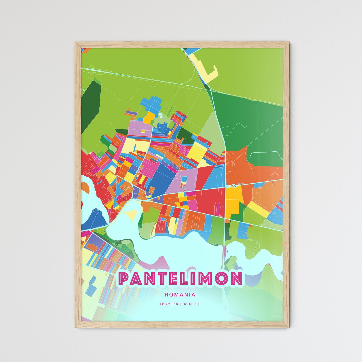 Colorful PANTELIMON ROMANIA Fine Art Map Crazy Colors