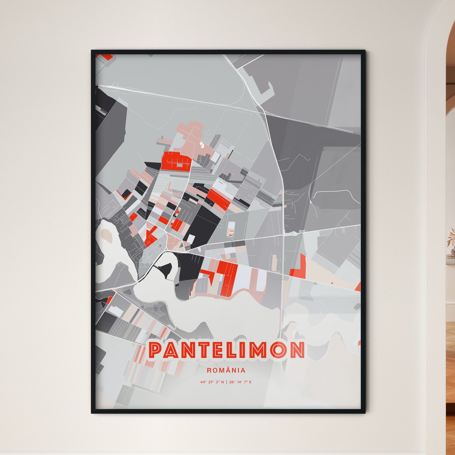 Colorful PANTELIMON ROMANIA Fine Art Map Modern