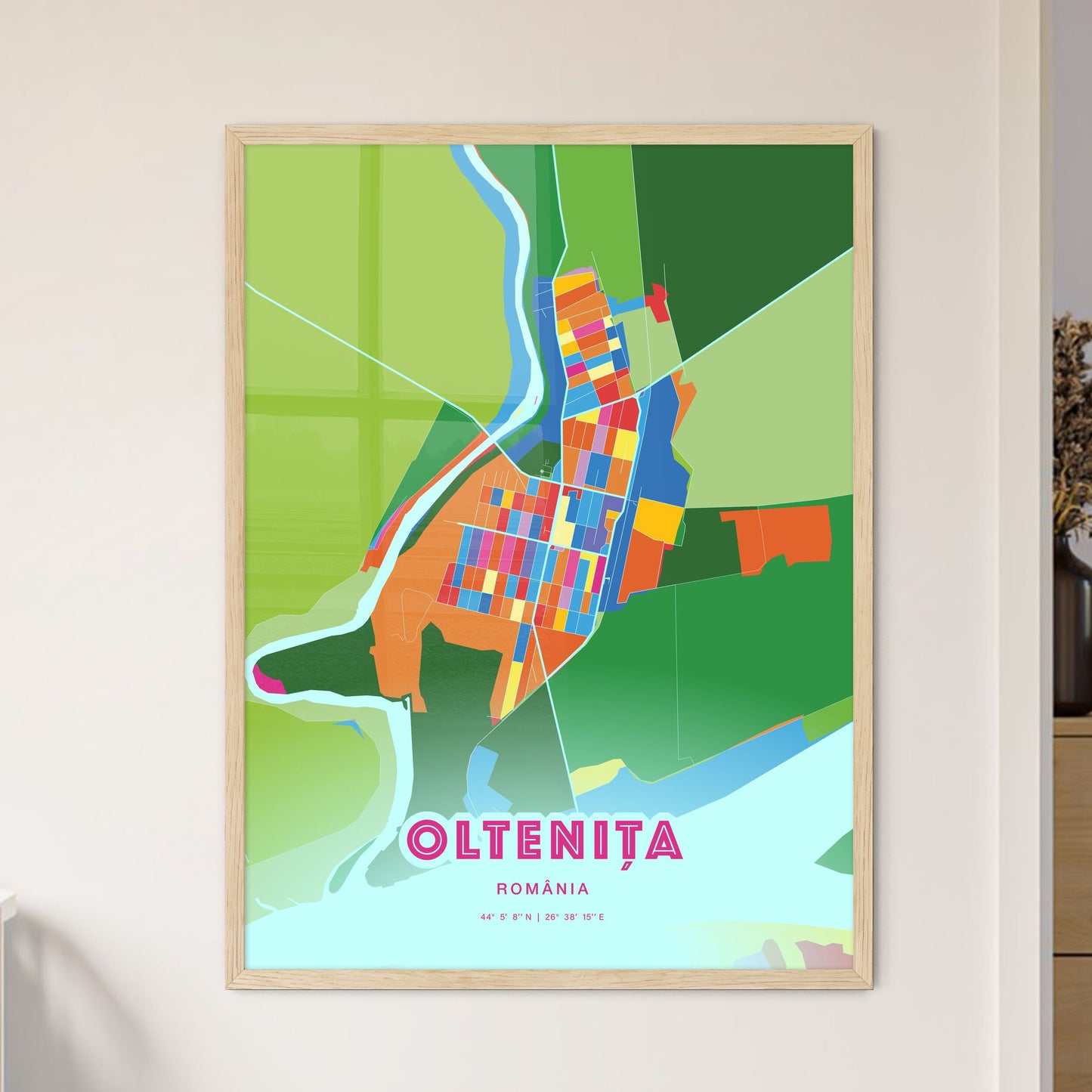 Colorful OLTENIȚA ROMANIA Fine Art Map Crazy Colors
