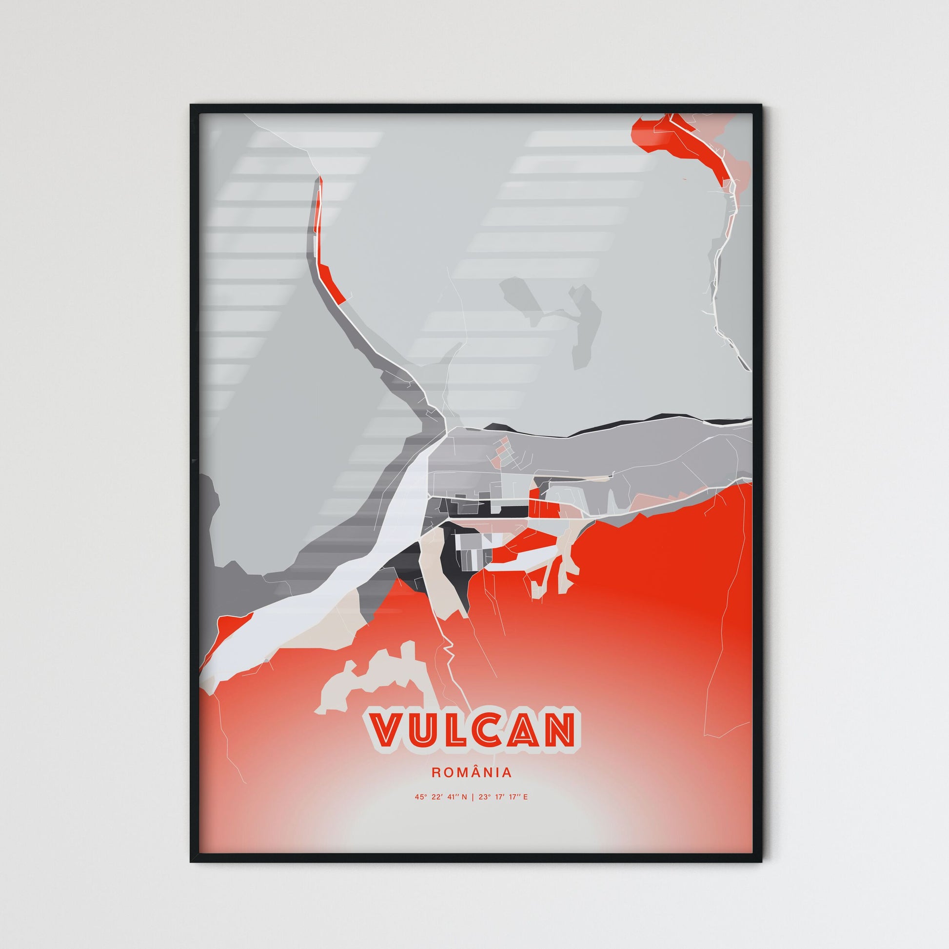 Colorful VULCAN ROMANIA Fine Art Map Modern