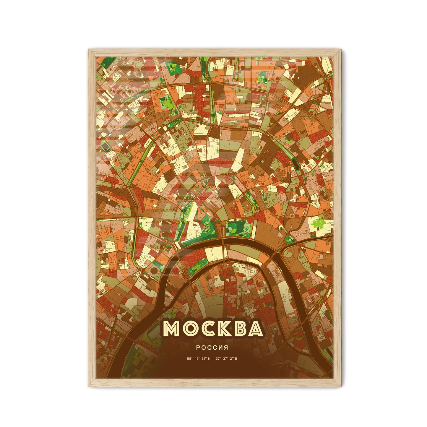 Colorful MOSCOW RUSSIA Fine Art Map Farmhouse