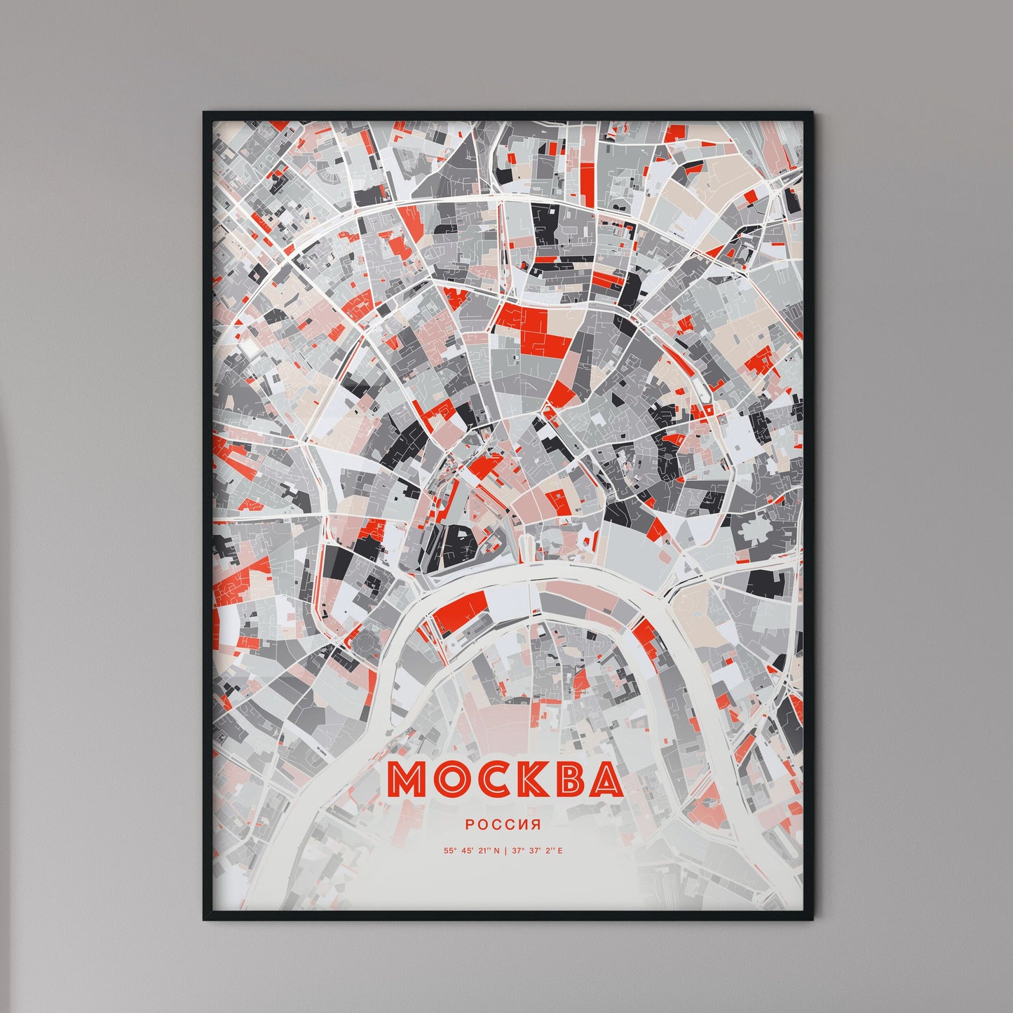 Colorful MOSCOW RUSSIA Fine Art Map Modern