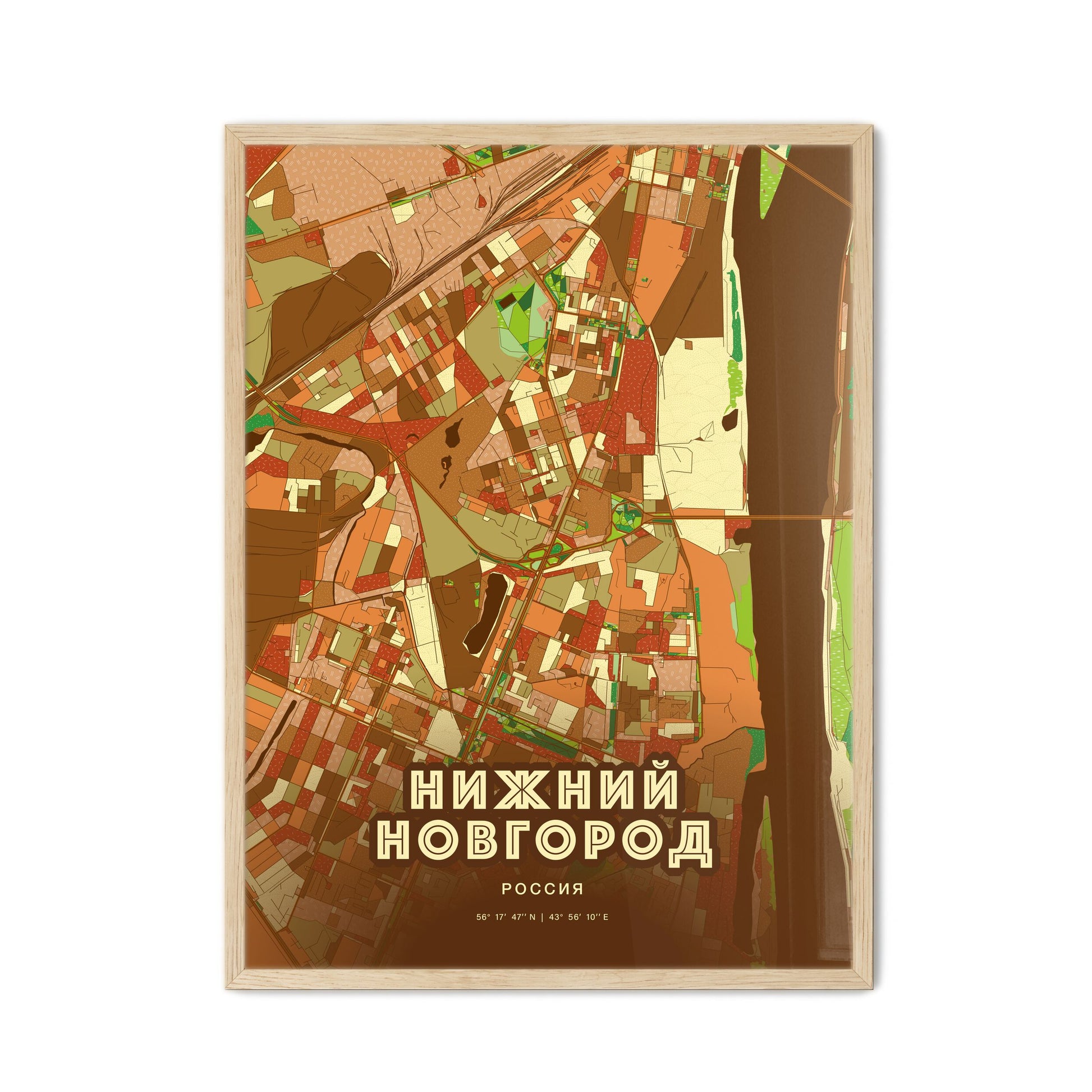 Colorful NIZHNY NOVGOROD RUSSIA Fine Art Map Farmhouse