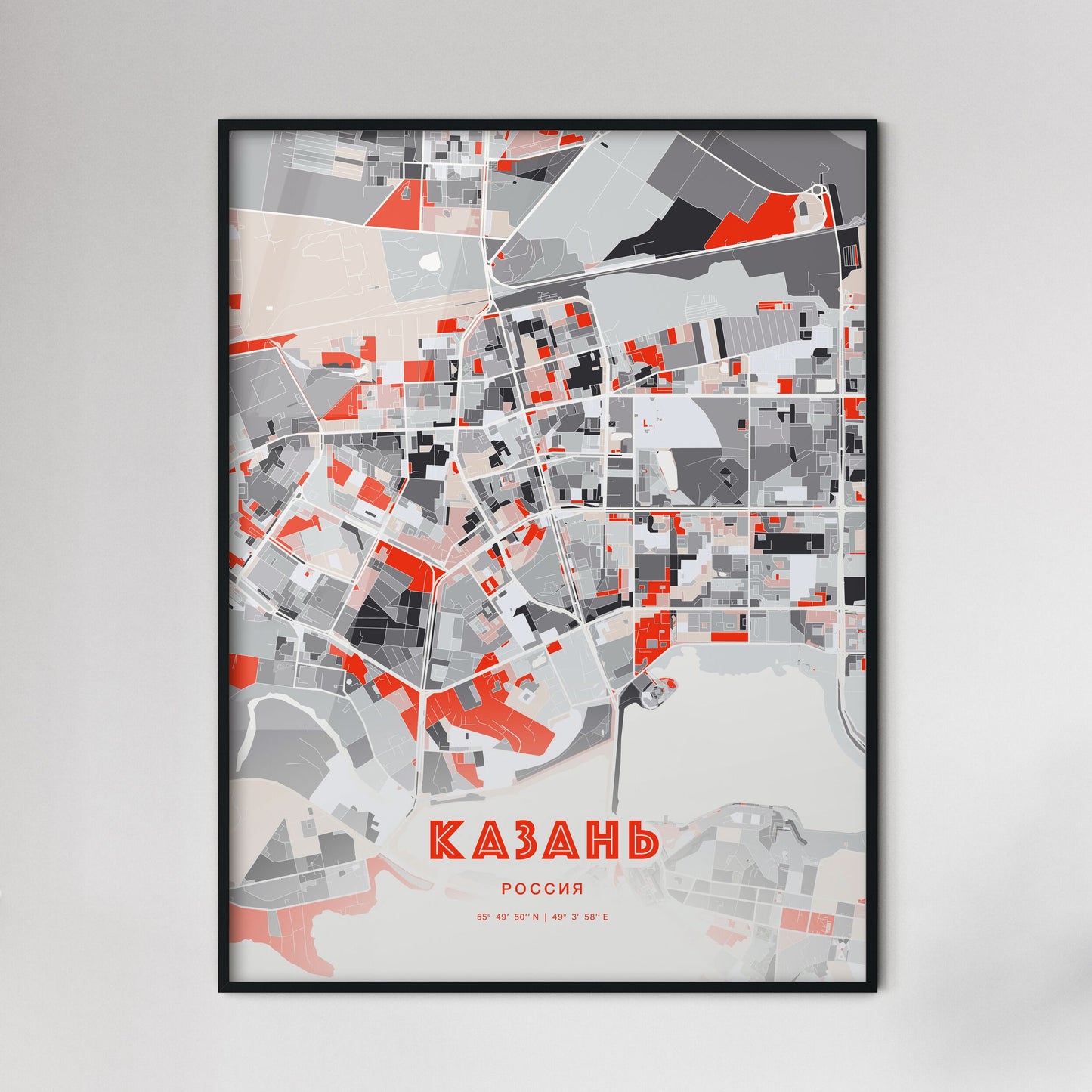 Colorful KAZAN RUSSIA Fine Art Map Modern