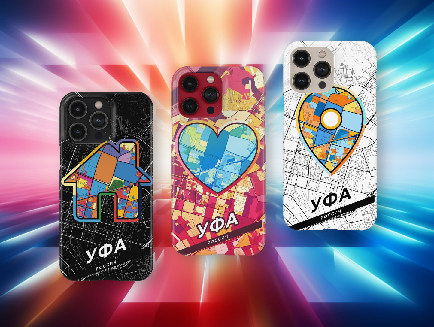 Ufa Russia slim phone case with colorful icon