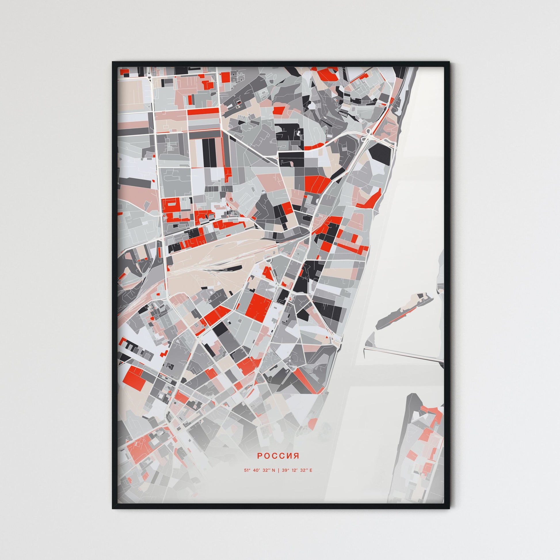 Colorful VORONEZH RUSSIA Fine Art Map Modern