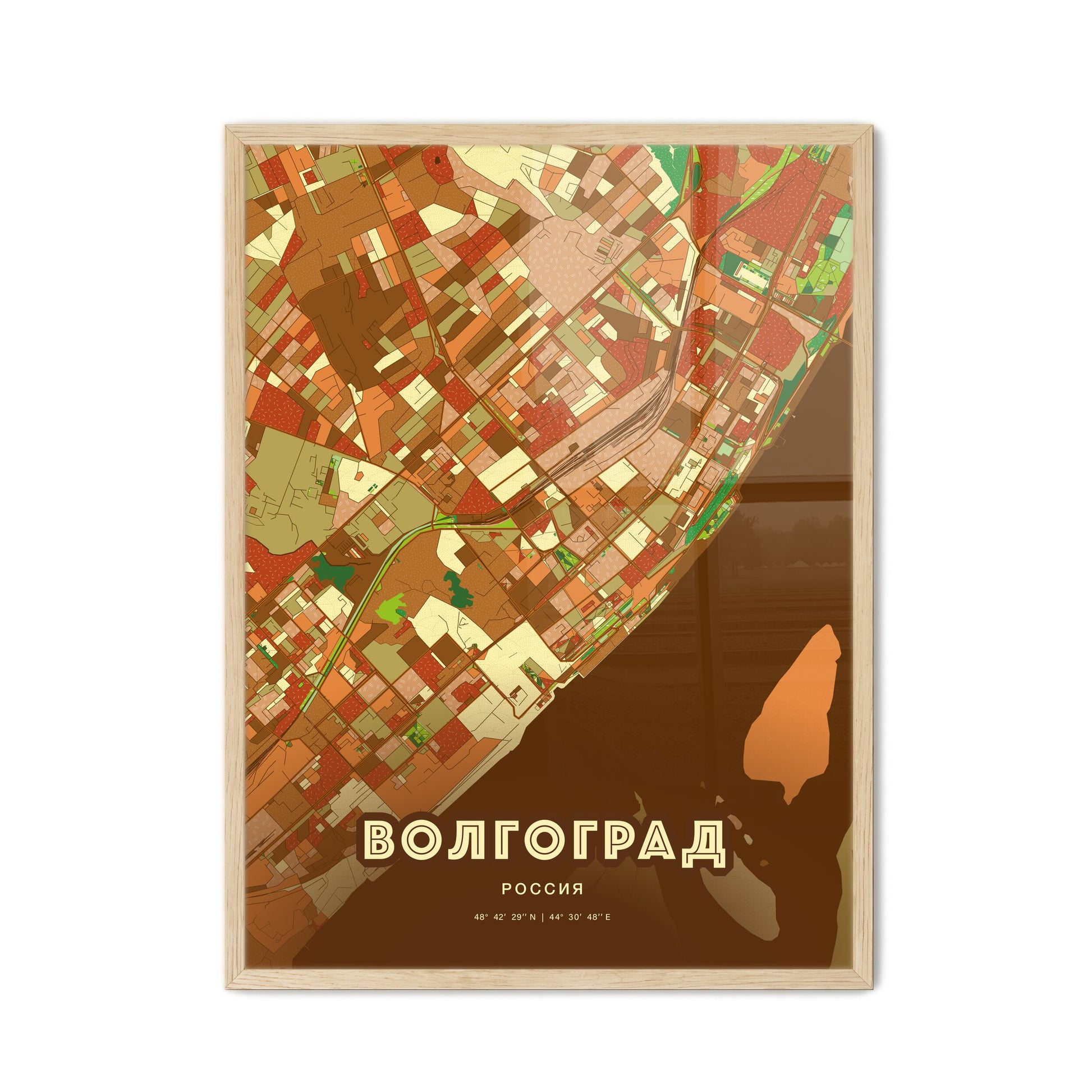 Colorful VOLGOGRAD RUSSIA Fine Art Map Farmhouse