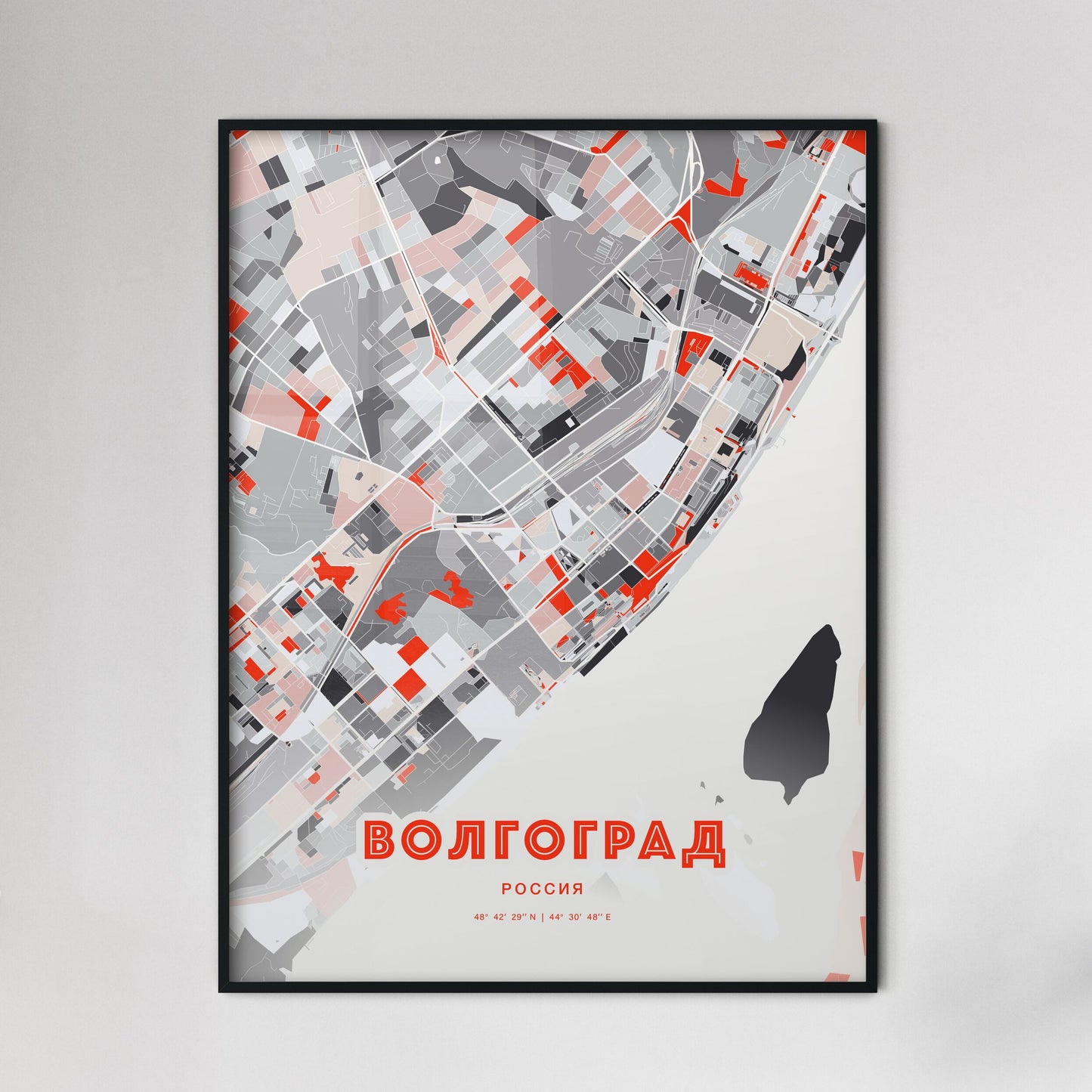 Colorful VOLGOGRAD RUSSIA Fine Art Map Modern