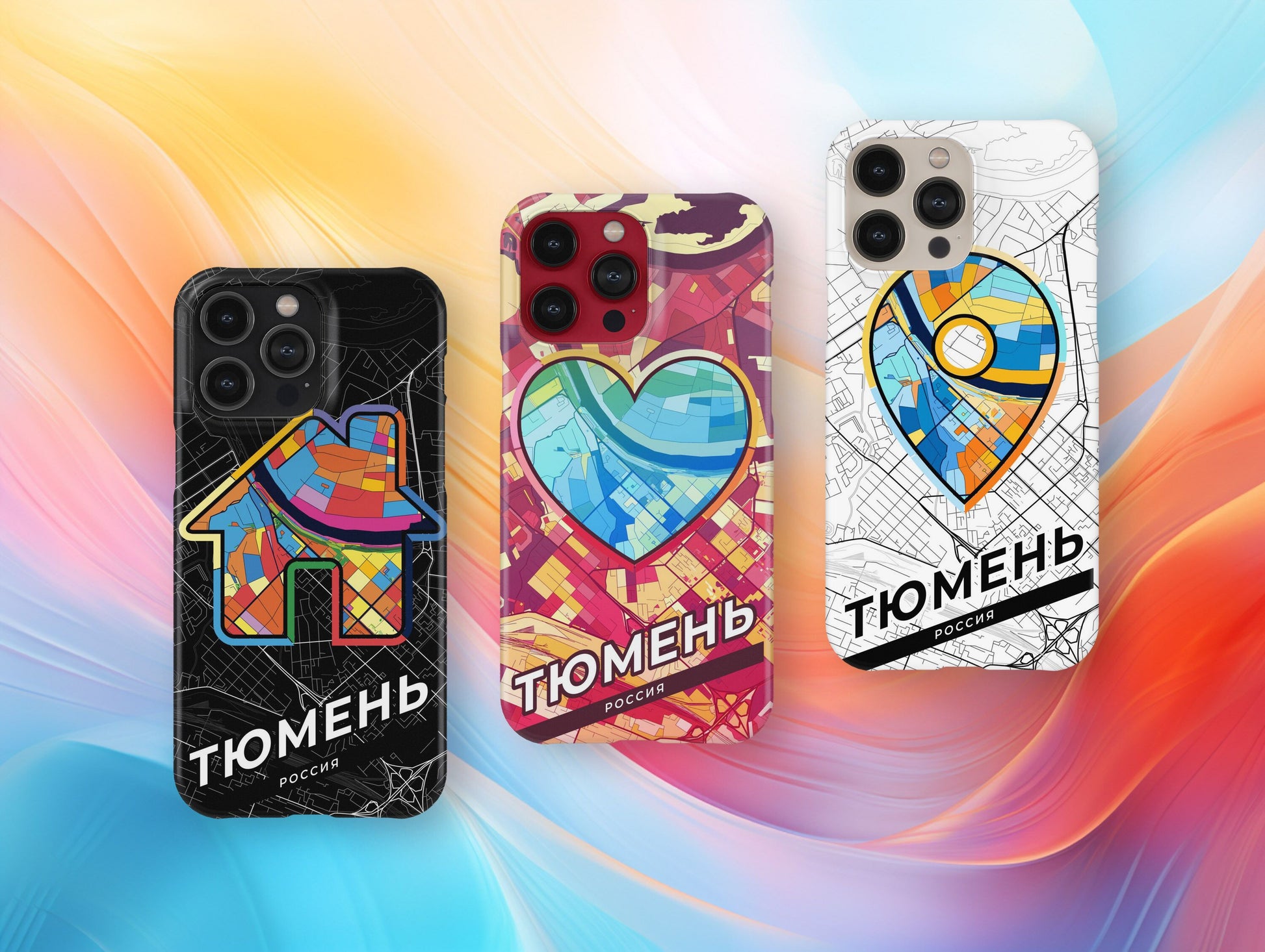 Tyumen Russia slim phone case with colorful icon