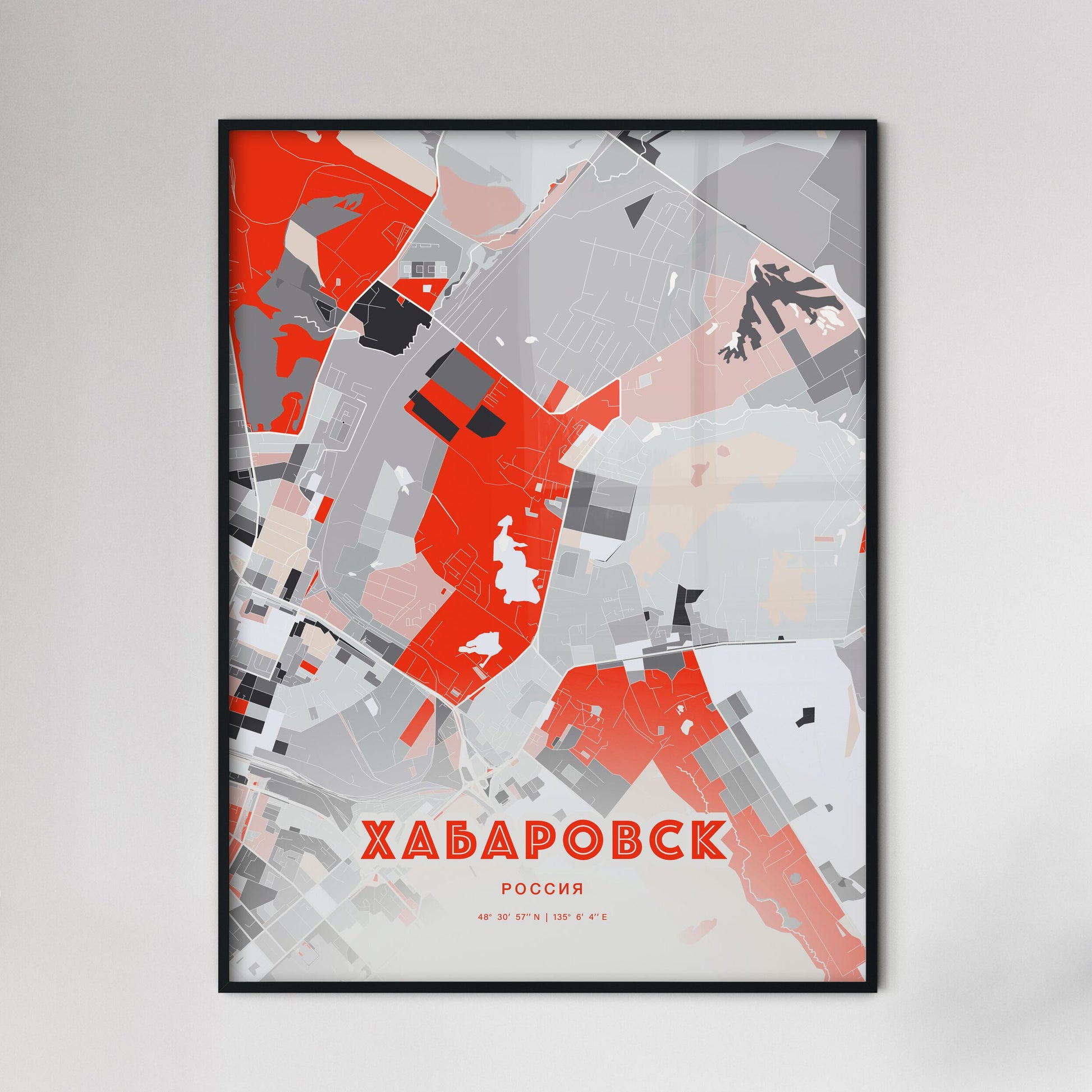 Colorful KHABAROVSK RUSSIA Fine Art Map Modern