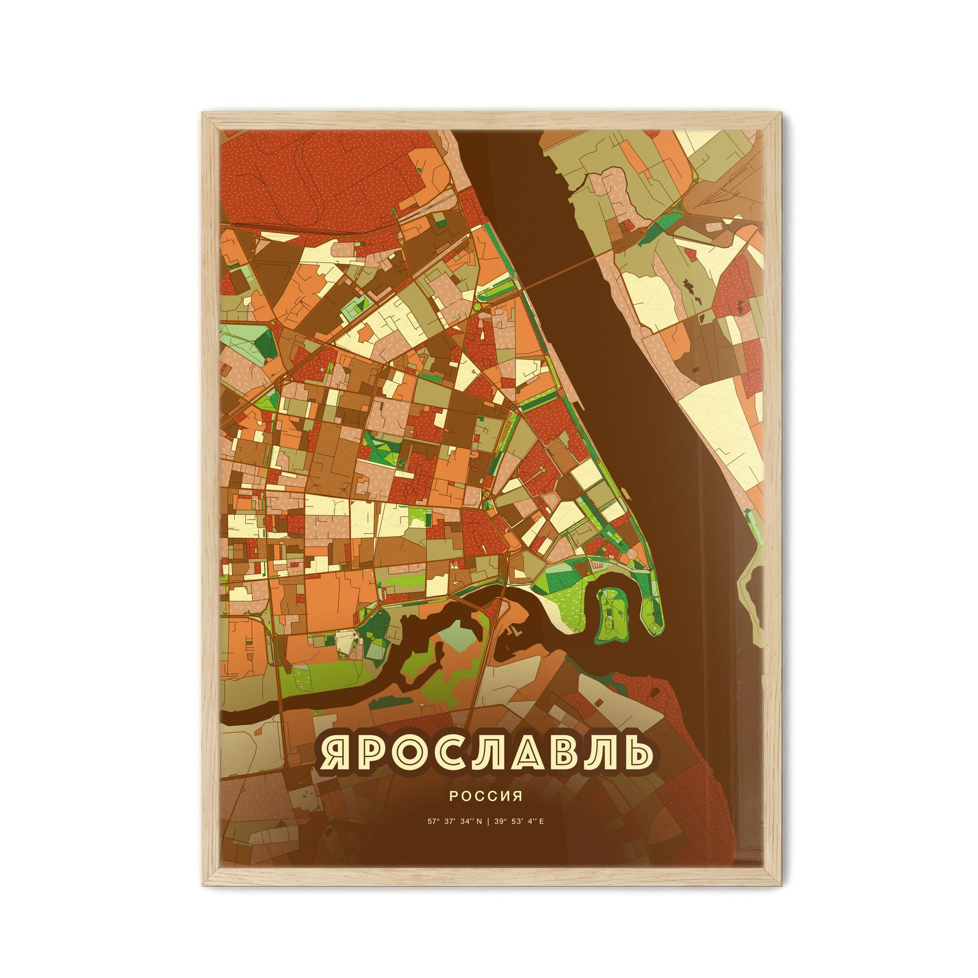 Colorful YAROSLAVL RUSSIA Fine Art Map Farmhouse