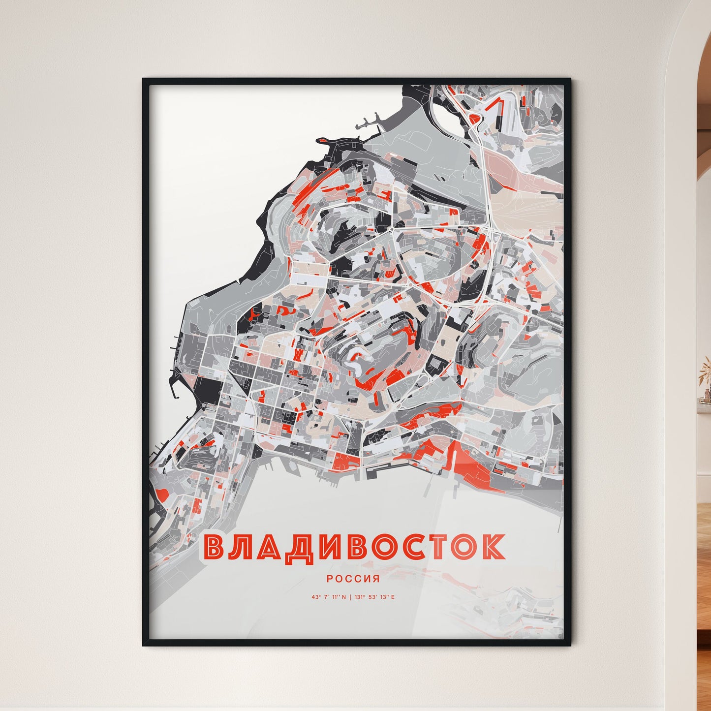 Colorful VLADIVOSTOK RUSSIA Fine Art Map Modern