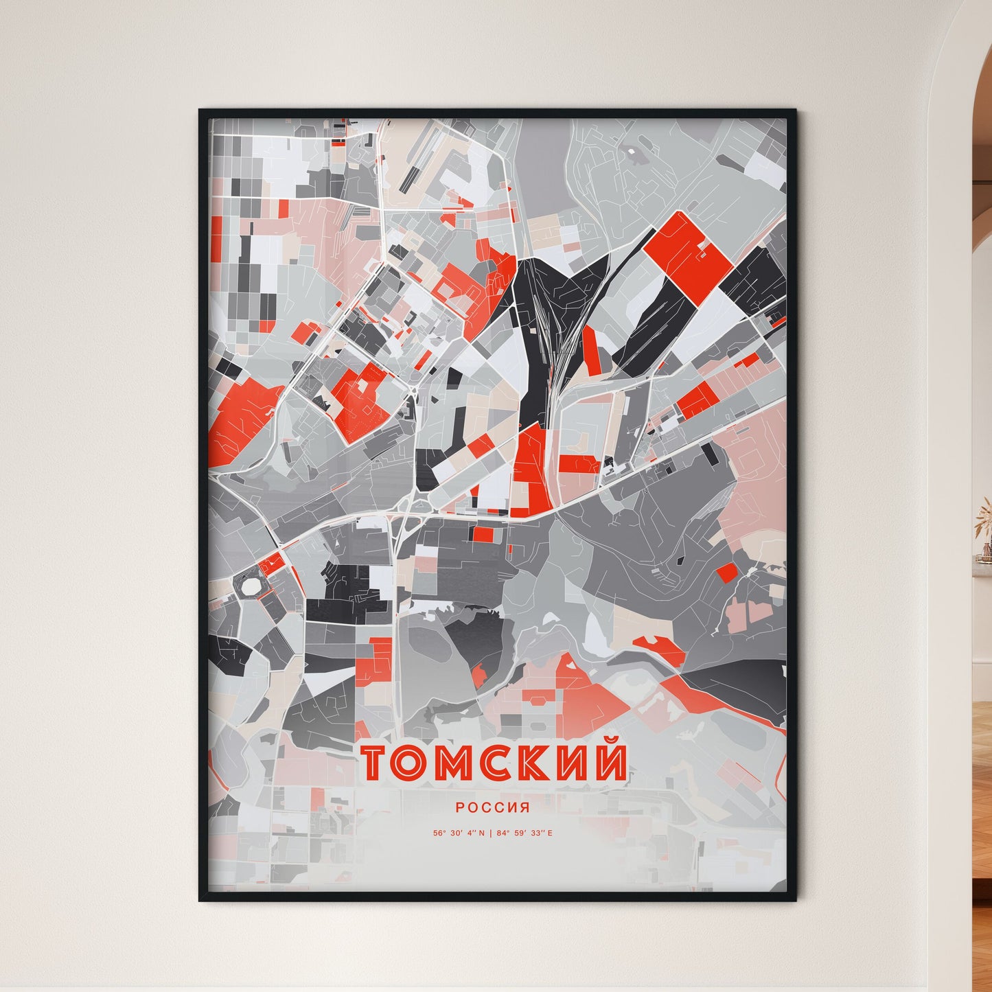 Colorful TOMSK RUSSIA Fine Art Map Modern