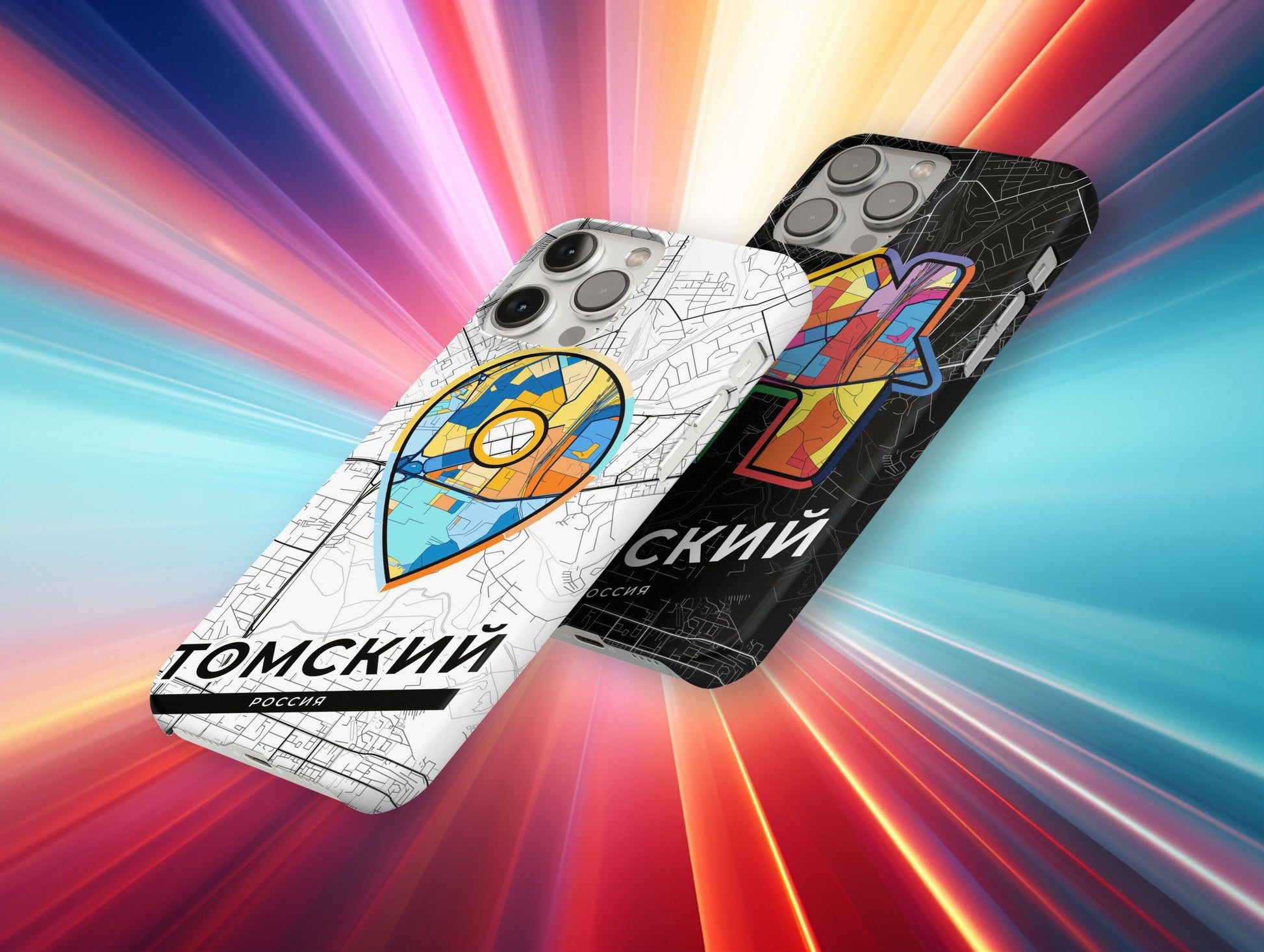 Tomsk Russia slim phone case with colorful icon