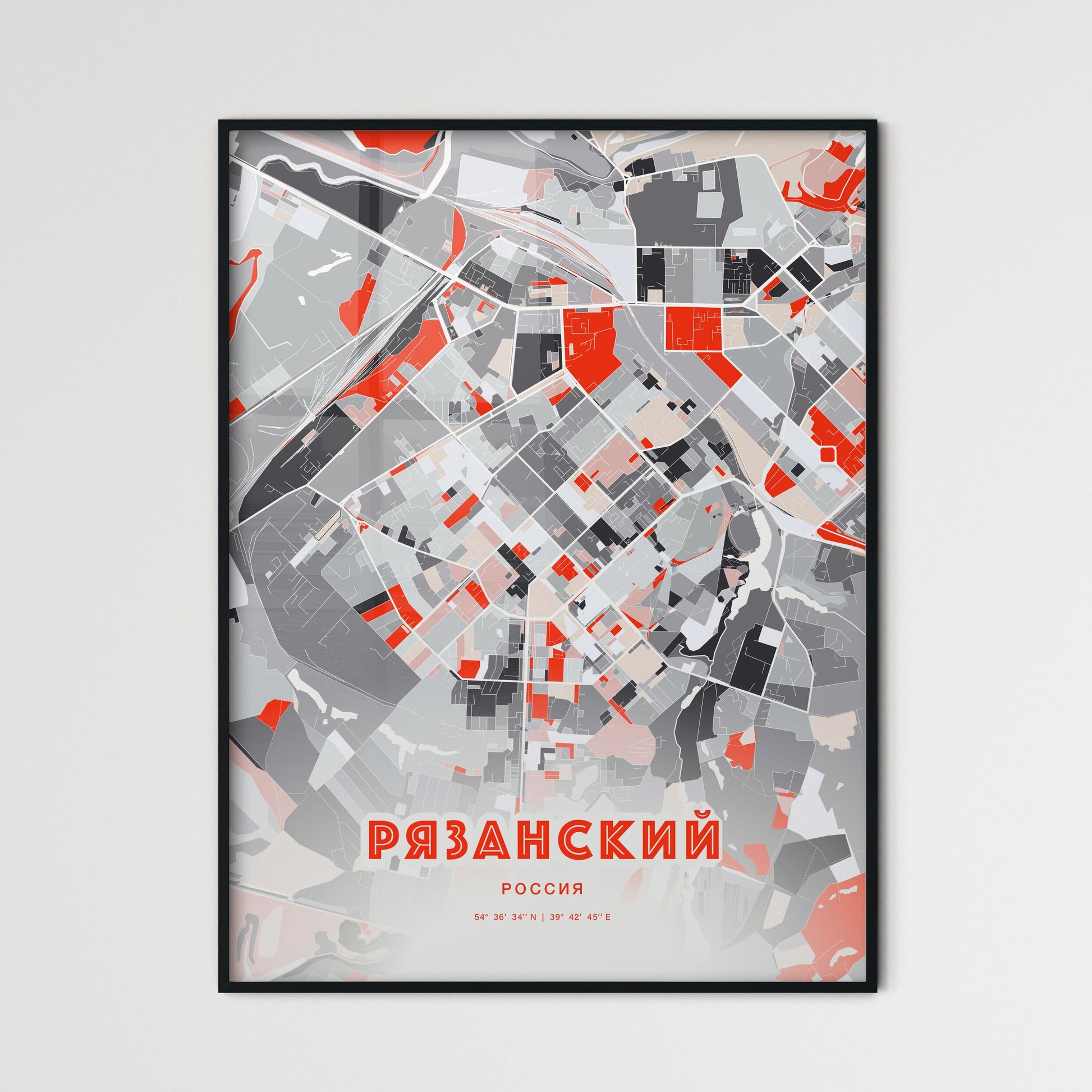 Colorful RYAZAN RUSSIA Fine Art Map Modern