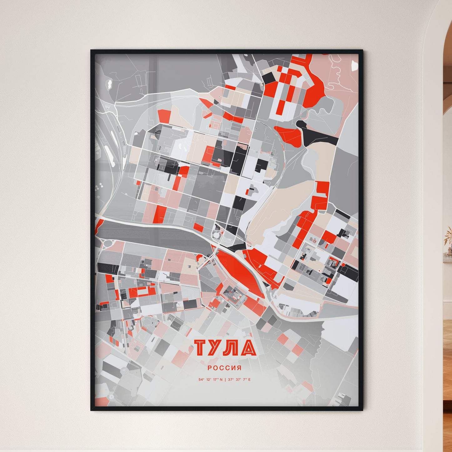 Colorful TULA RUSSIA Fine Art Map Modern