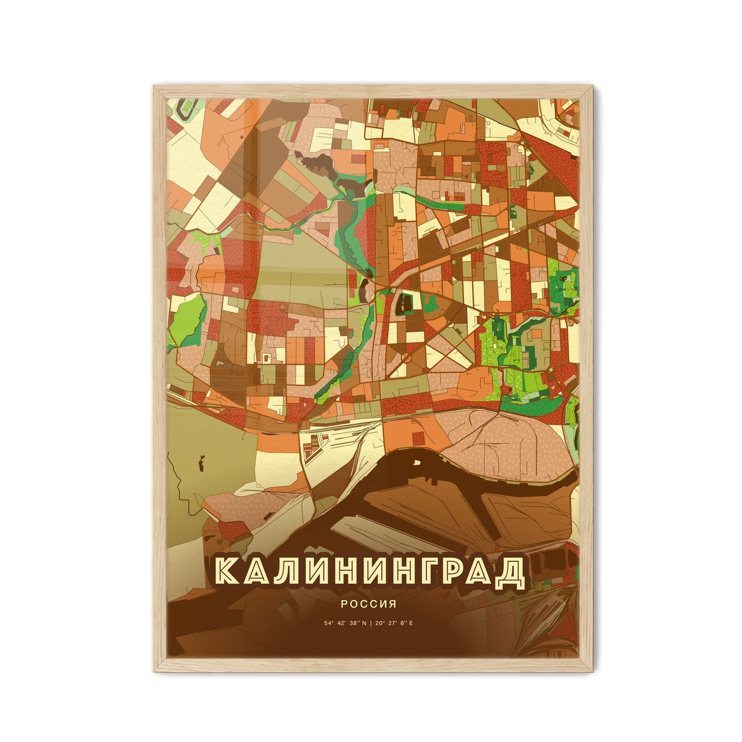 Colorful KALININGRAD RUSSIA Fine Art Map Farmhouse