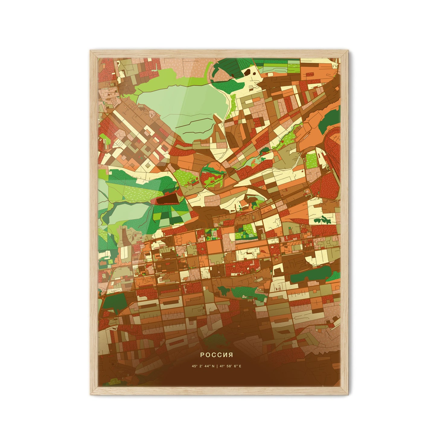 Colorful STAVROPOL RUSSIA Fine Art Map Farmhouse