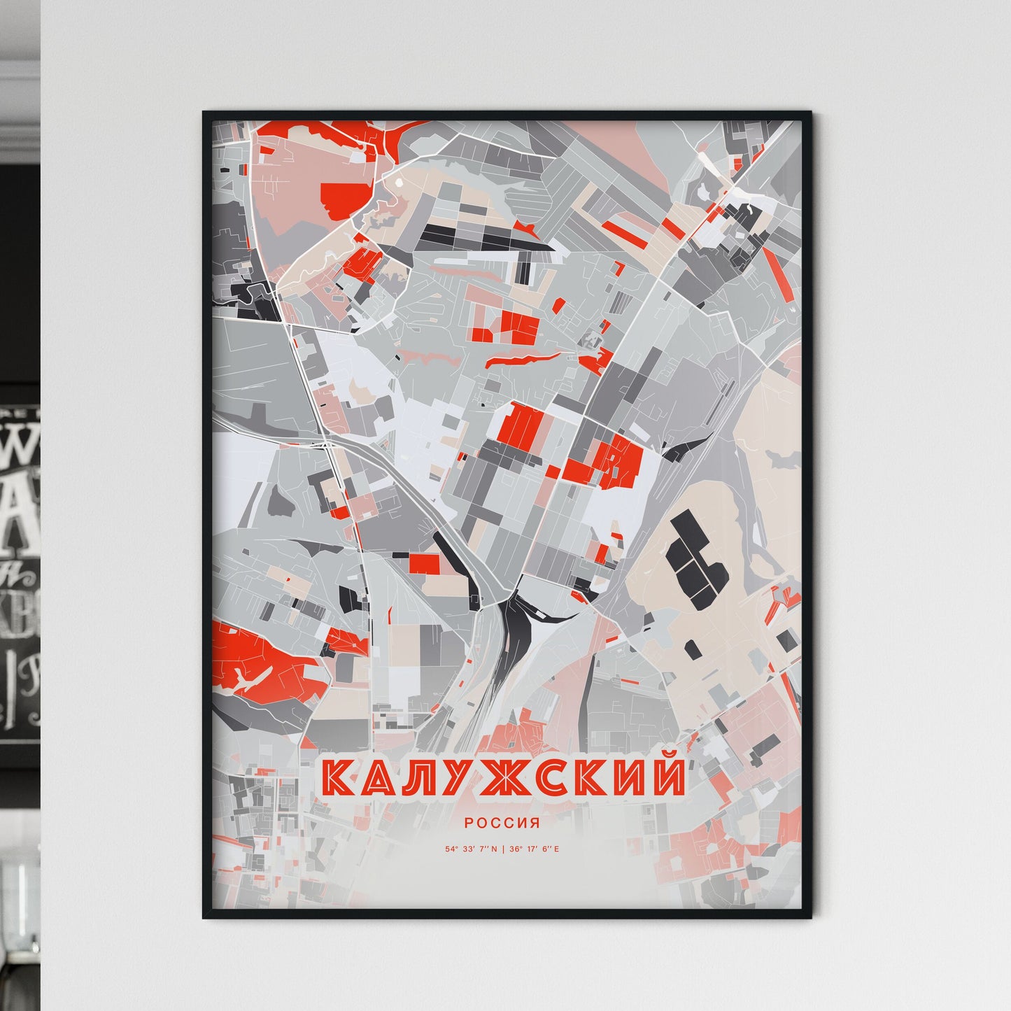 Colorful KALUGA RUSSIA Fine Art Map Modern