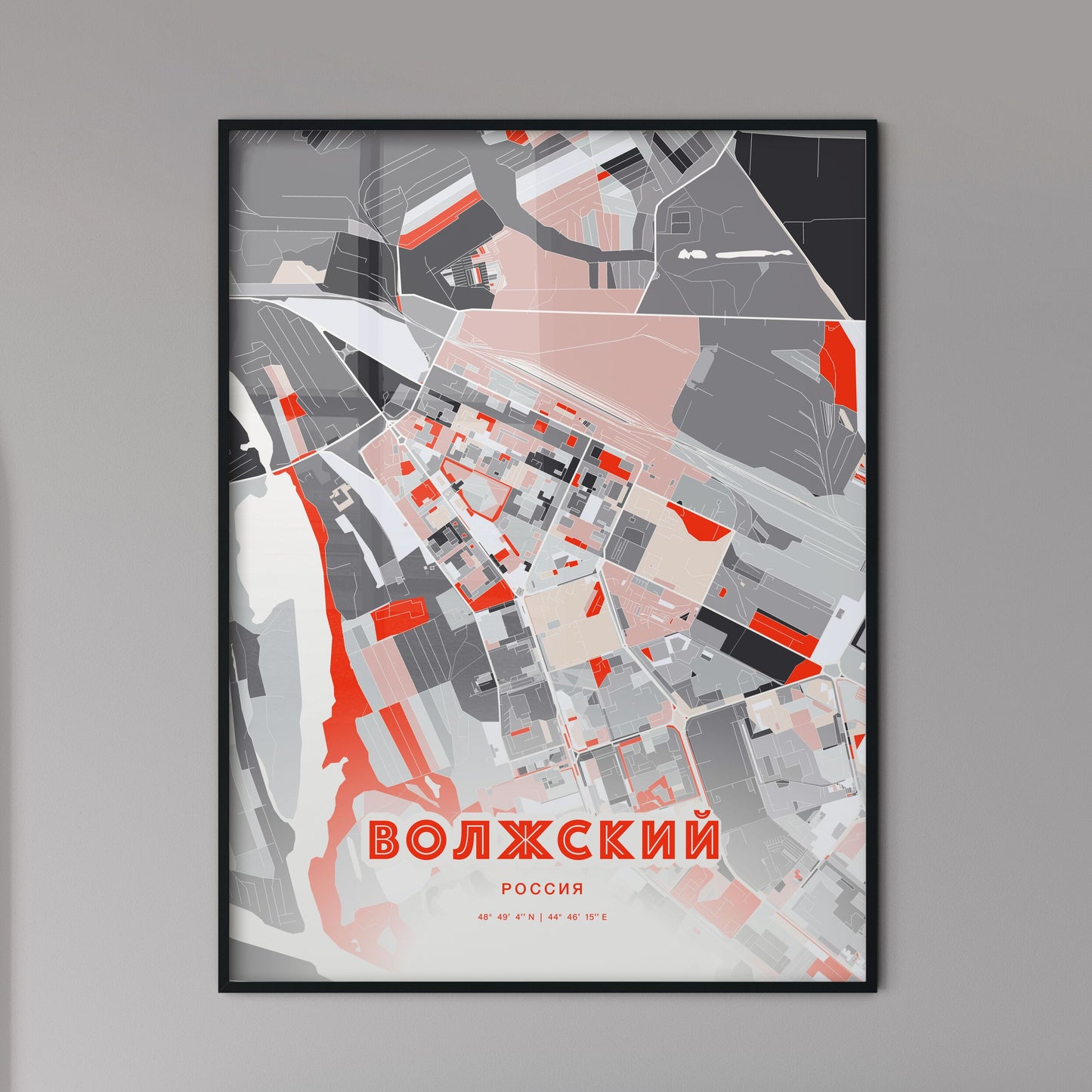 Colorful VOLZHSKY RUSSIA Fine Art Map Modern