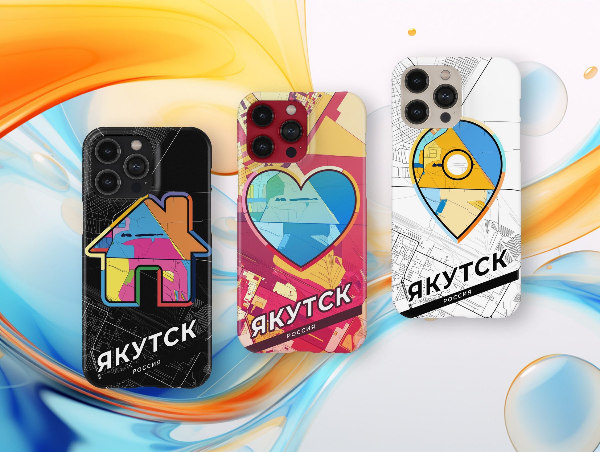 Yakutsk Russia slim phone case with colorful icon