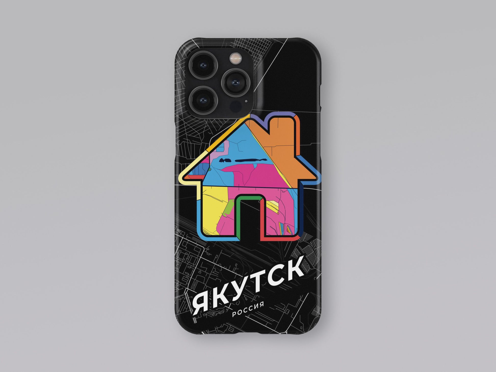 Yakutsk Russia slim phone case with colorful icon 3