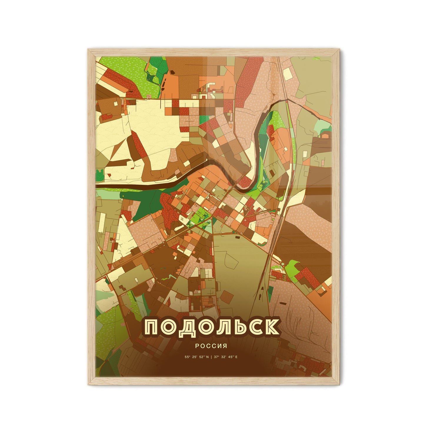 Colorful PODOLSK RUSSIA Fine Art Map Farmhouse