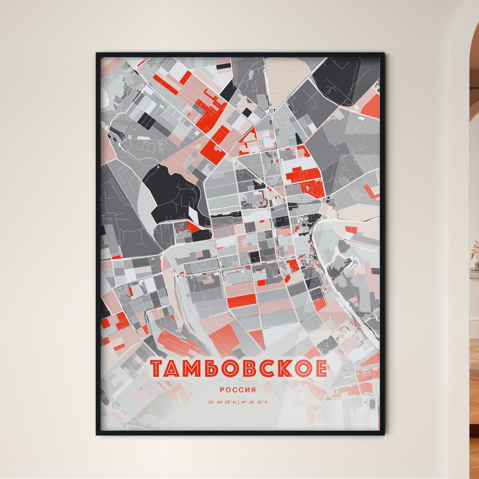 Colorful TAMBOV RUSSIA Fine Art Map Modern