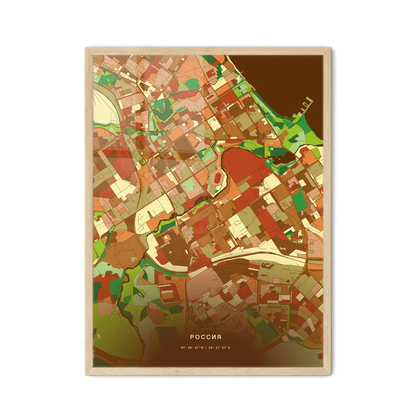 Colorful PETROZAVODSK RUSSIA Fine Art Map Farmhouse