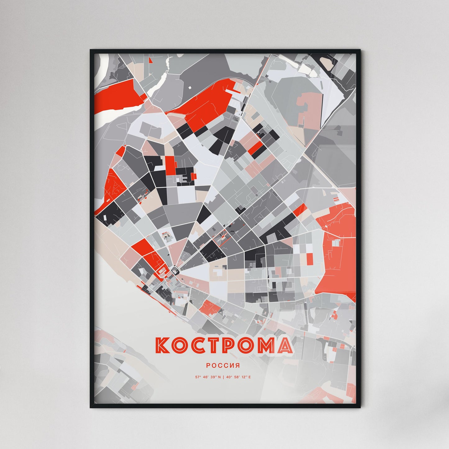 Colorful KOSTROMA RUSSIA Fine Art Map Modern