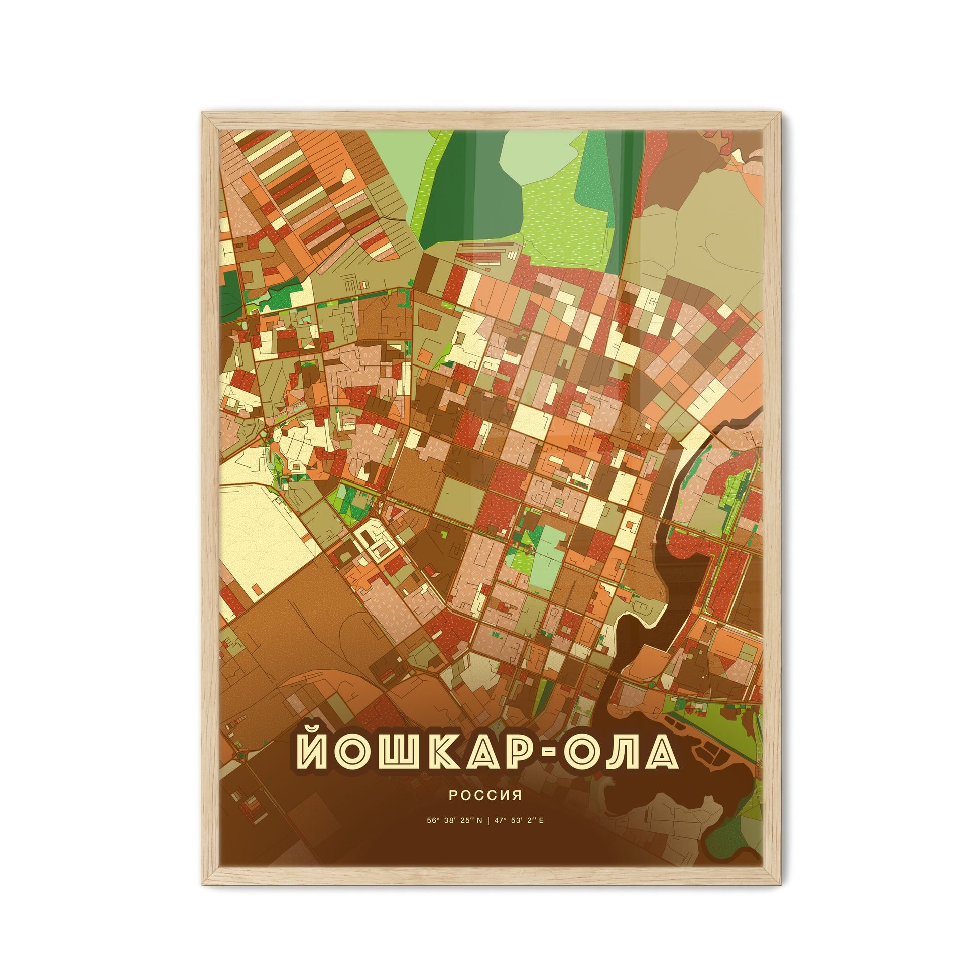 Colorful YOSHKAR-OLA RUSSIA Fine Art Map Farmhouse