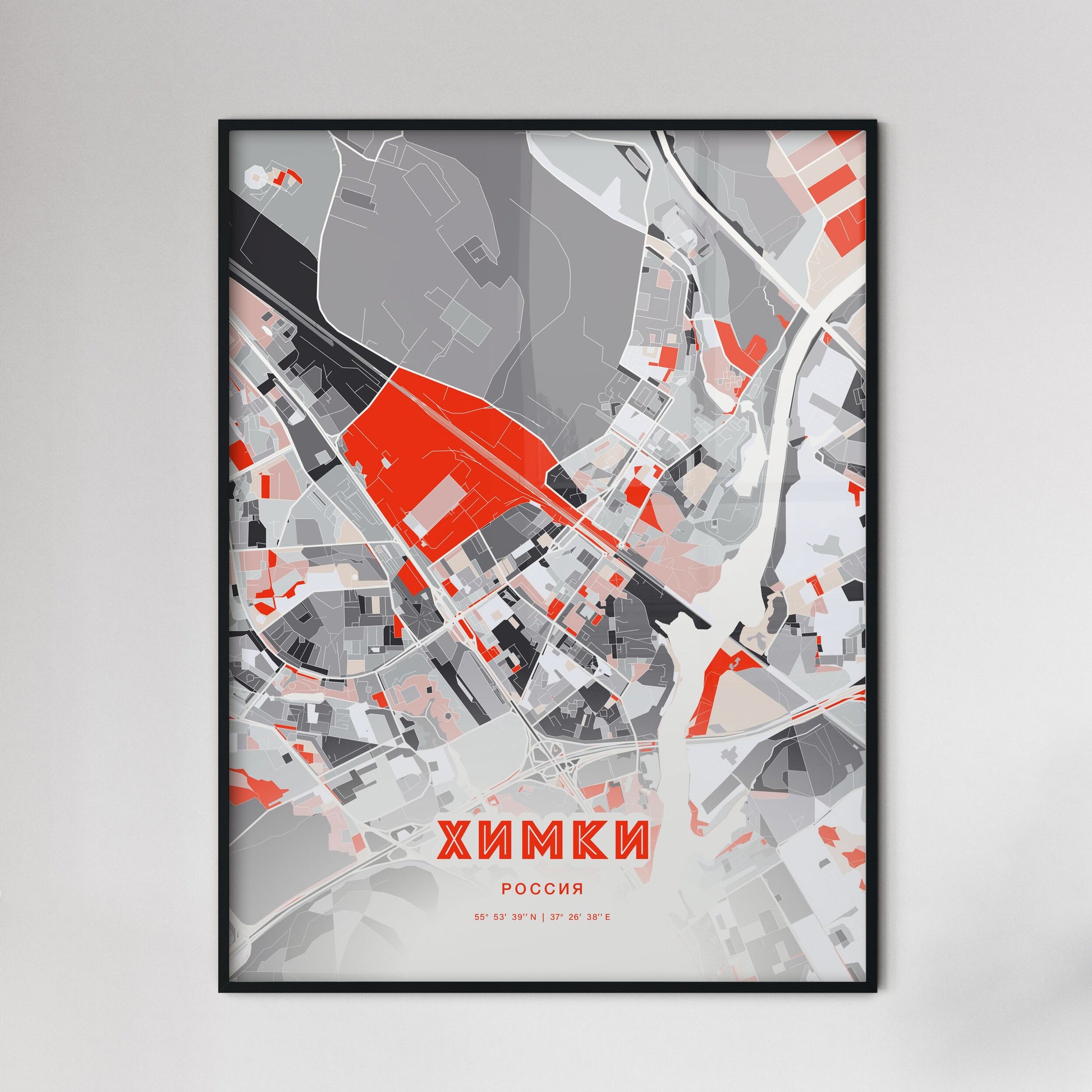 Colorful KHIMKI RUSSIA Fine Art Map Modern