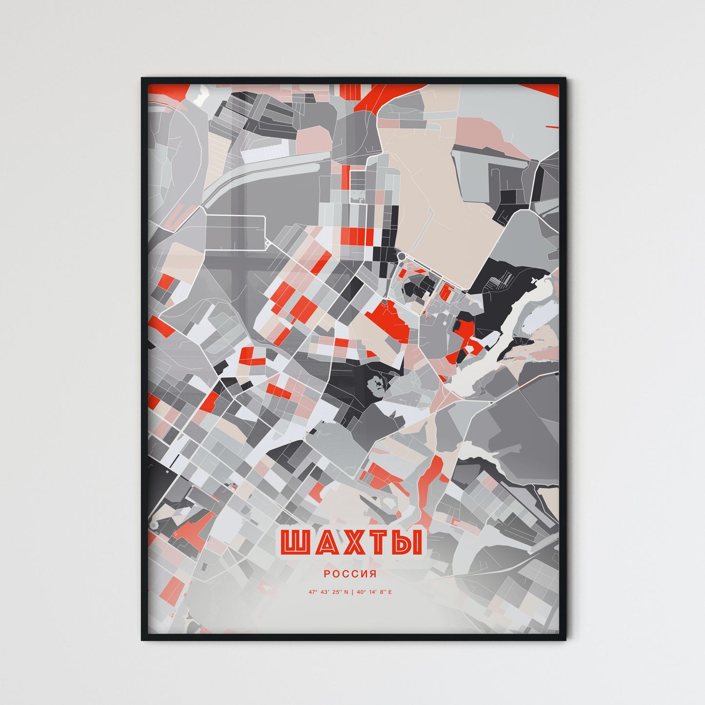 Colorful SHAKHTY RUSSIA Fine Art Map Modern