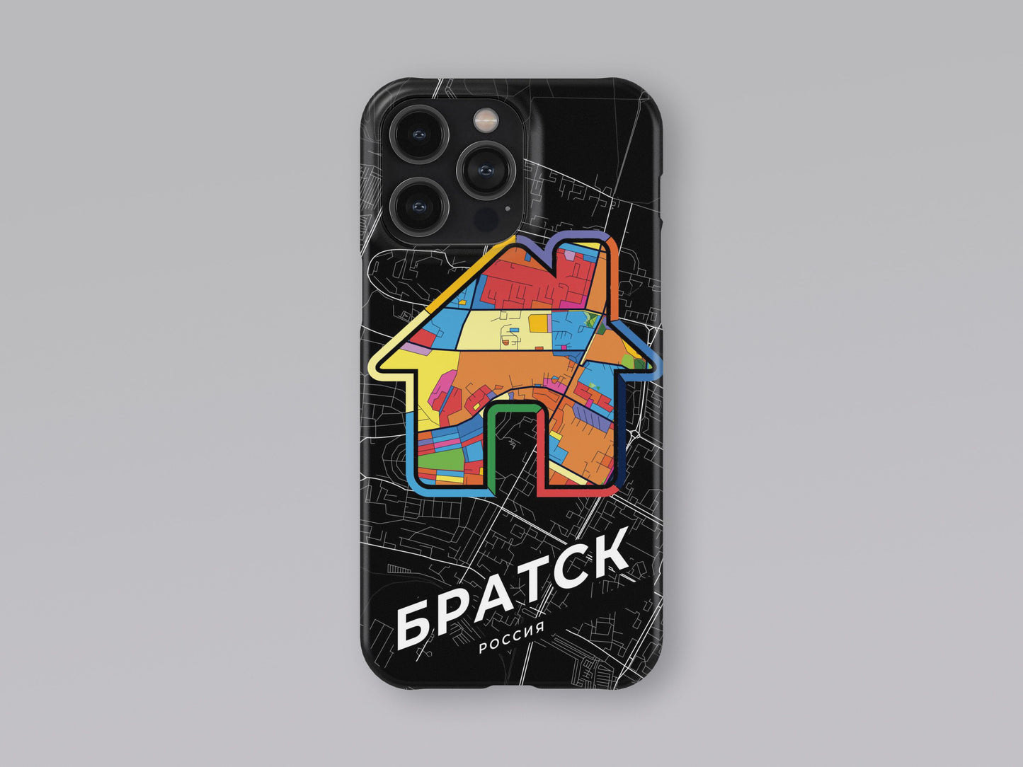 Bratsk Russia slim phone case with colorful icon. Birthday, wedding or housewarming gift. Couple match cases. 3