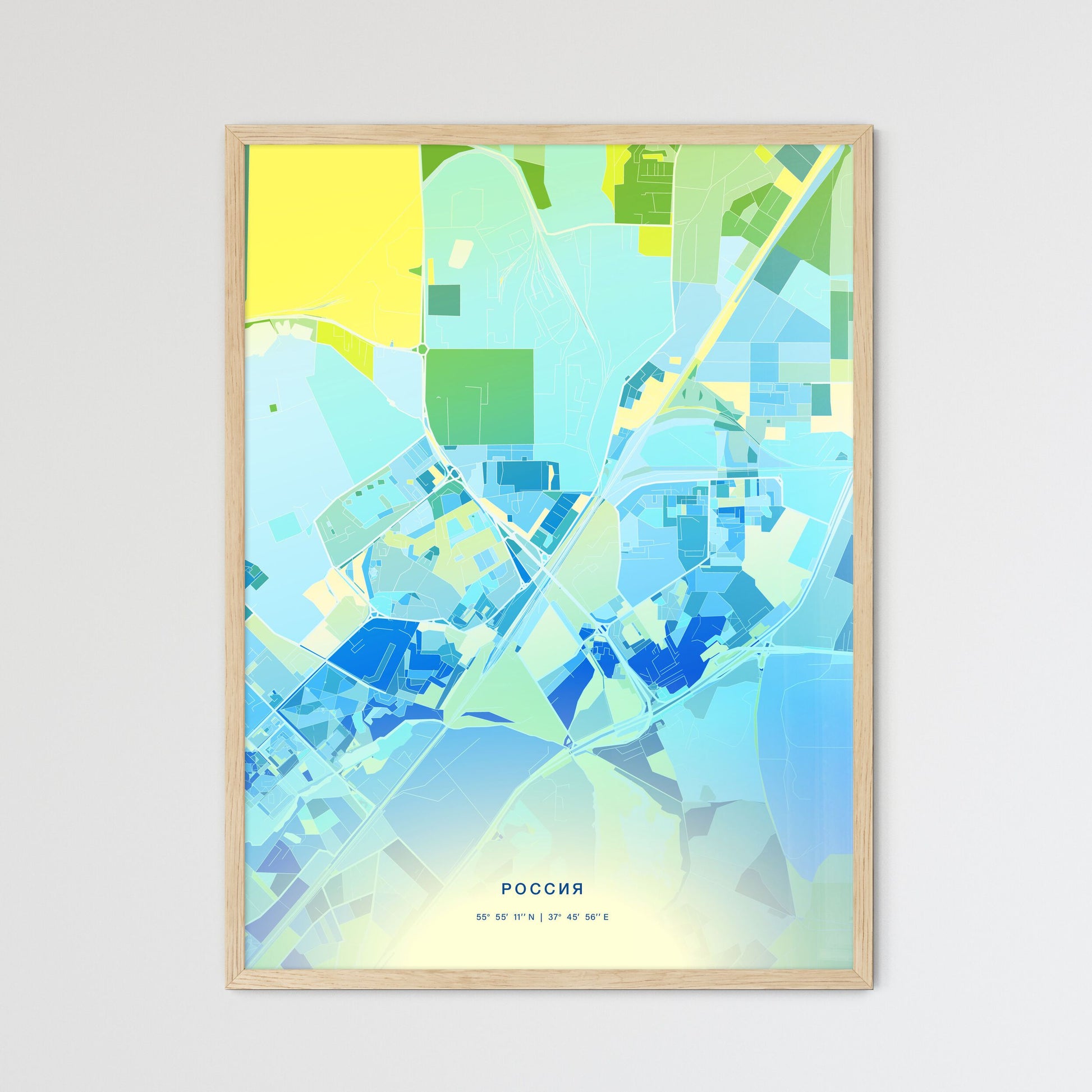 Colorful MYTISHCHI RUSSIA Fine Art Map Cool Blue