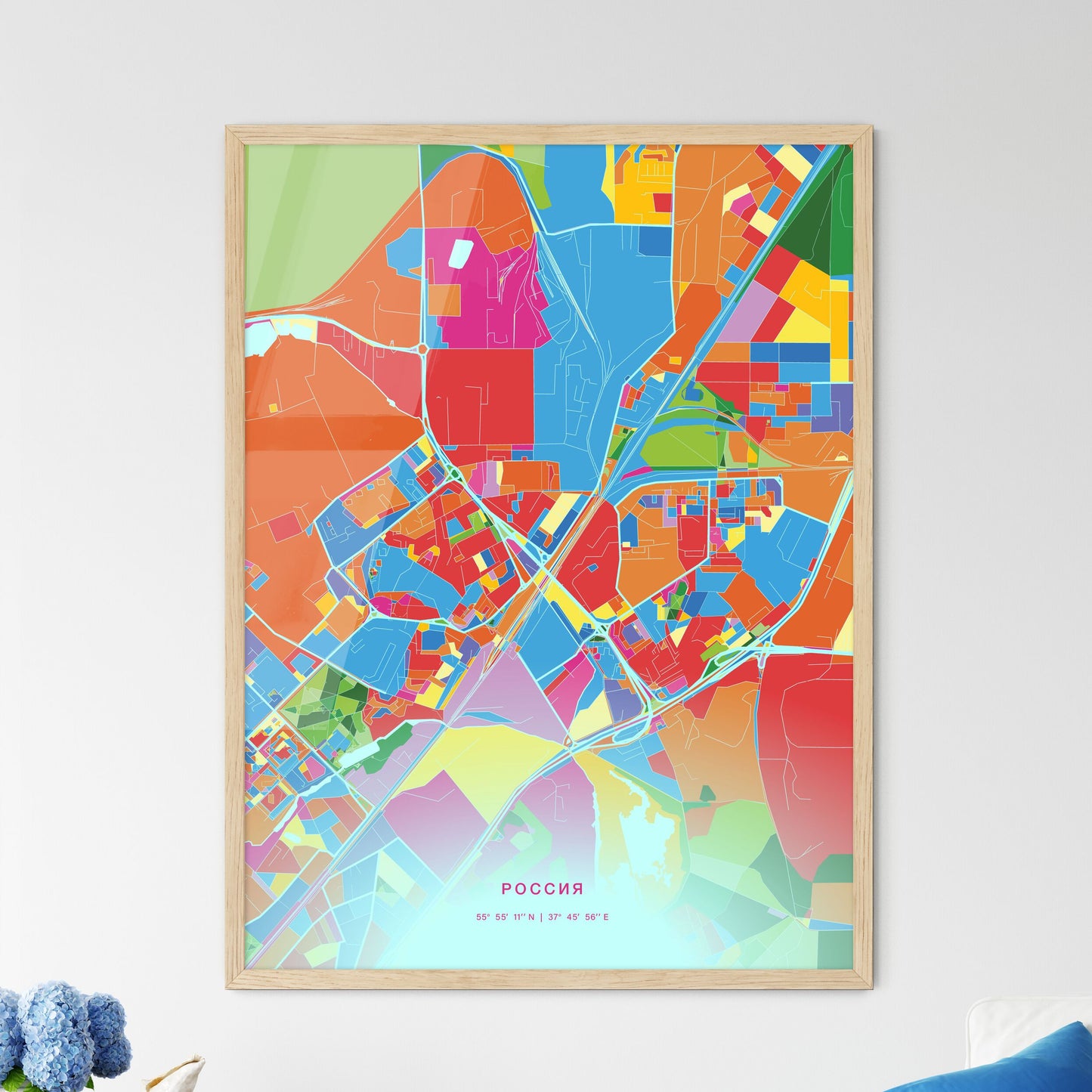 Colorful MYTISHCHI RUSSIA Fine Art Map Crazy Colors