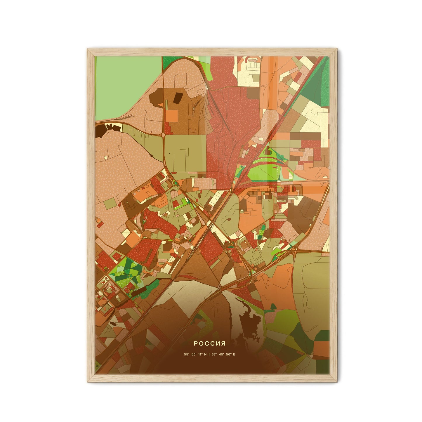 Colorful MYTISHCHI RUSSIA Fine Art Map Farmhouse