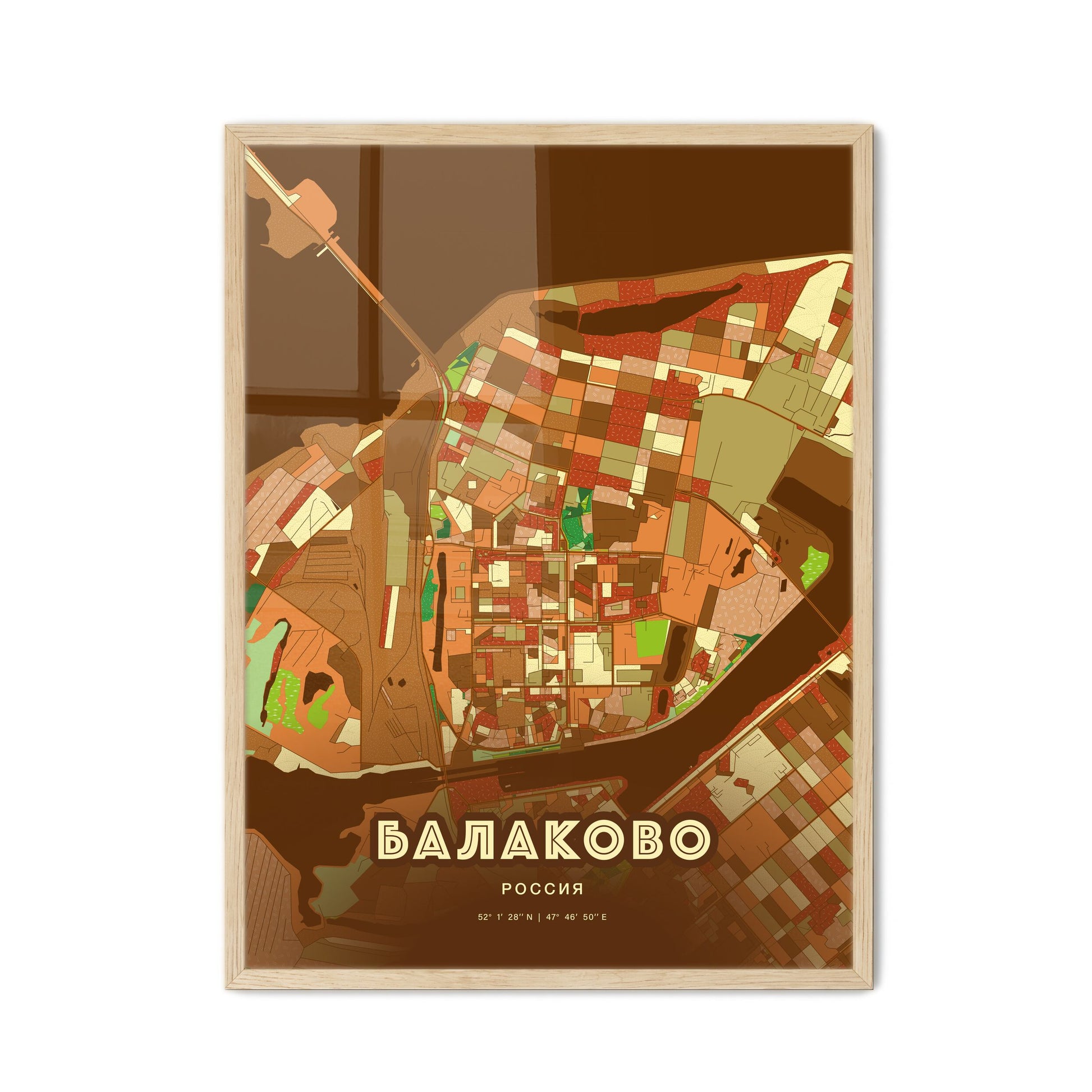 Colorful BALAKOVO RUSSIA Fine Art Map Farmhouse