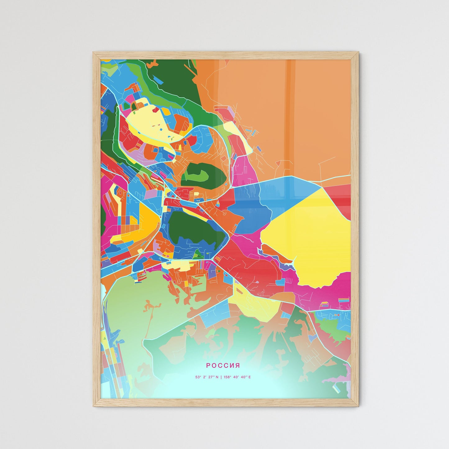 Colorful PETROPAVLOVSK-KAMCHATSKY RUSSIA Fine Art Map Crazy Colors