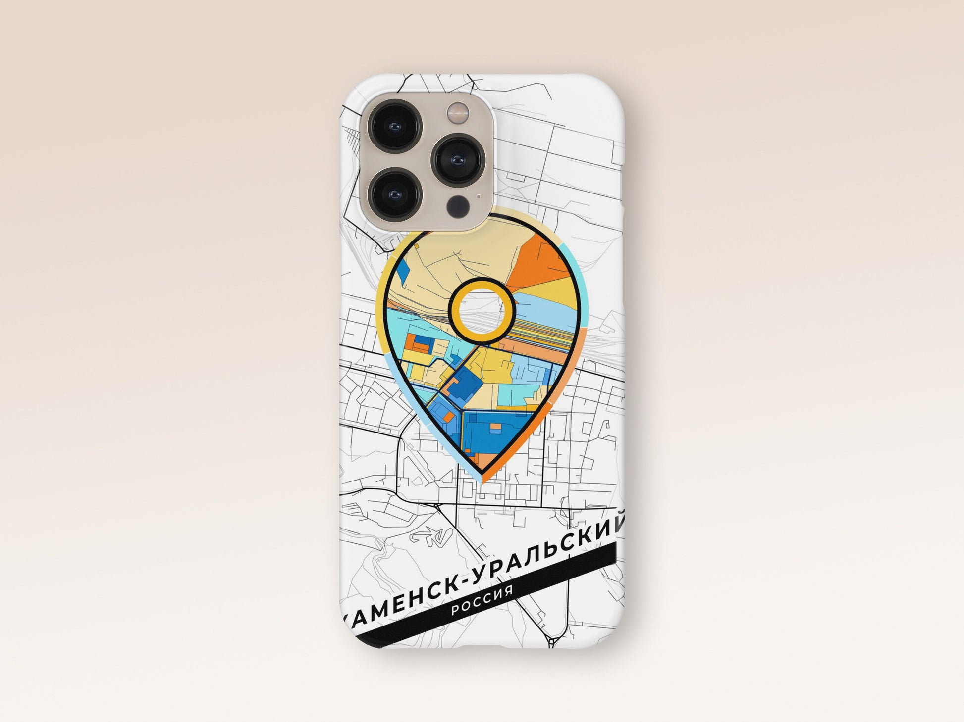 Kamensk-Uralsky Russia slim phone case with colorful icon. Birthday, wedding or housewarming gift. Couple match cases. 1