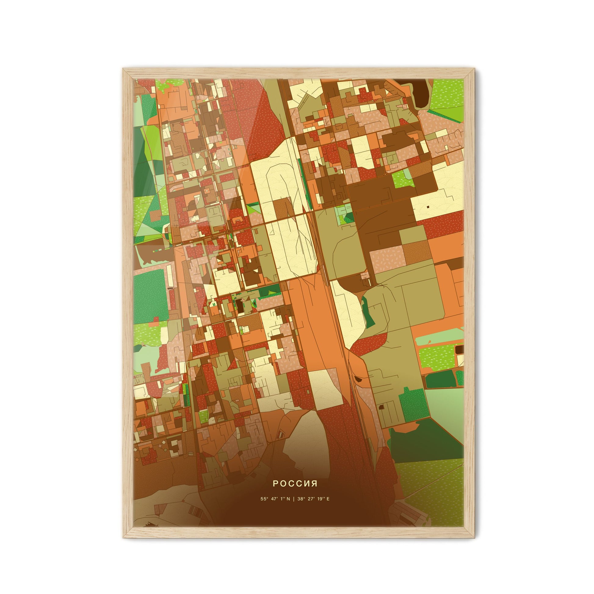 Colorful ELEKTROSTAL RUSSIA Fine Art Map Farmhouse