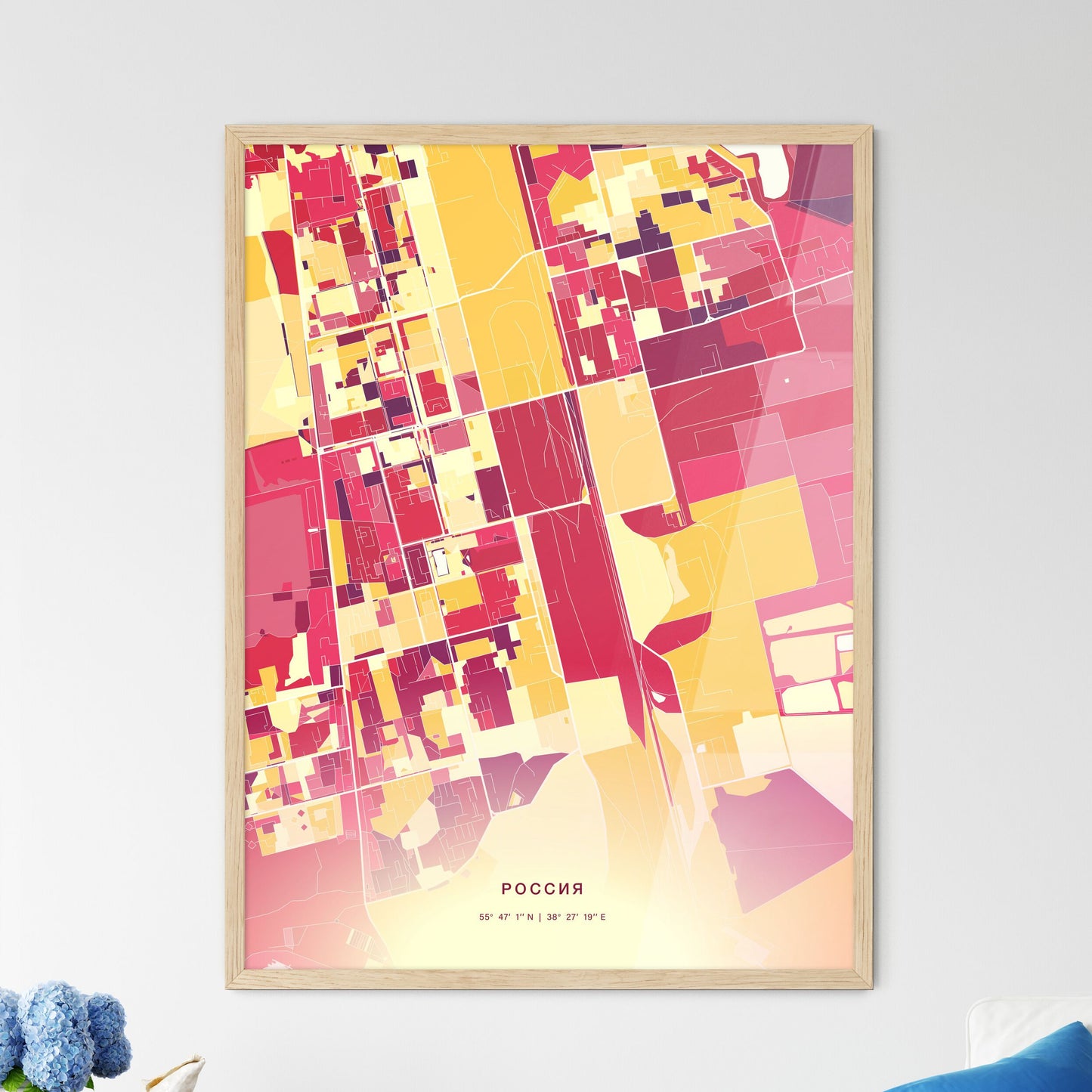 Colorful ELEKTROSTAL RUSSIA Fine Art Map Hot Red