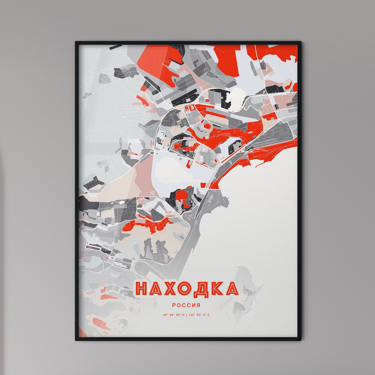 Colorful NAKHODKA RUSSIA Fine Art Map Modern