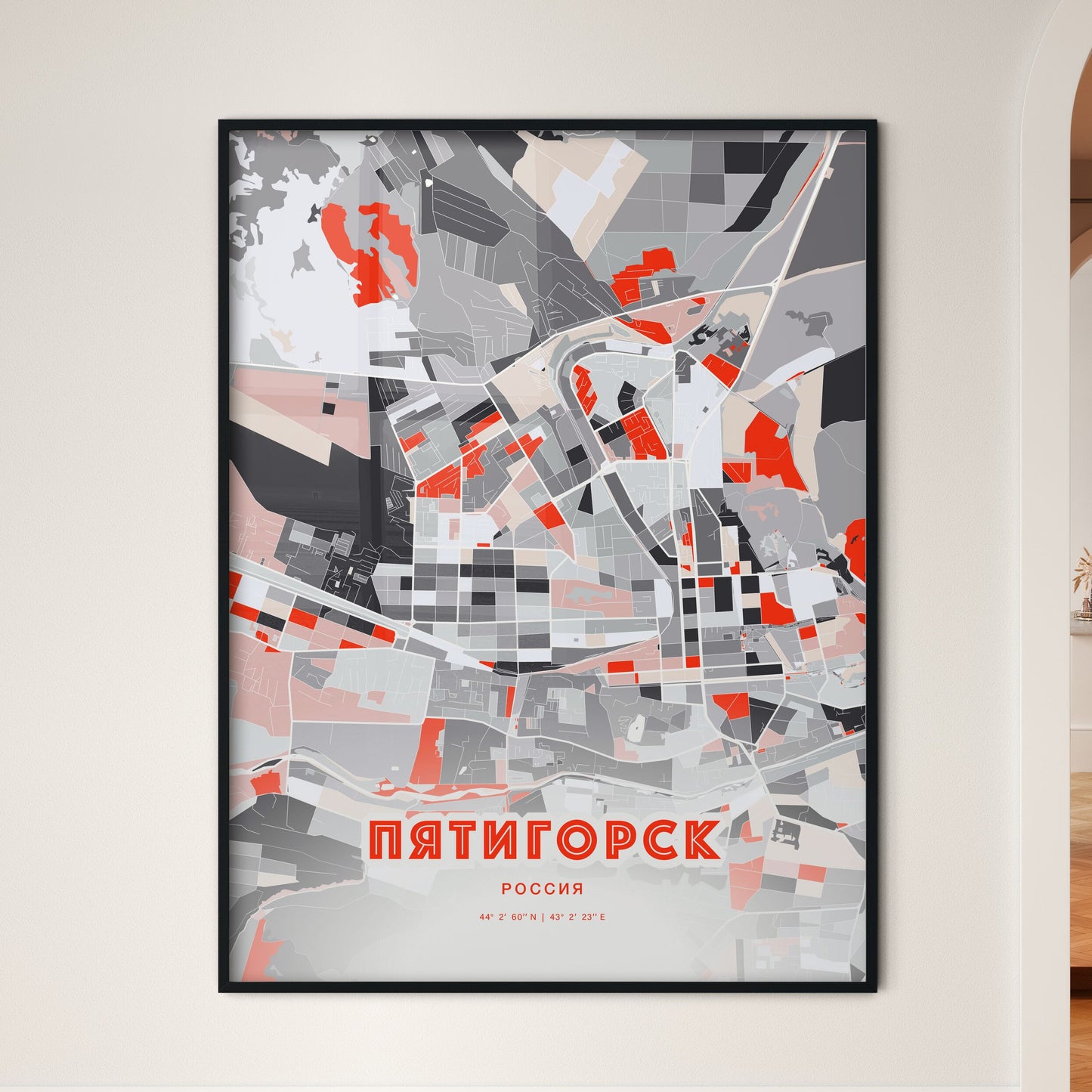 Colorful PYATIGORSK RUSSIA Fine Art Map Modern