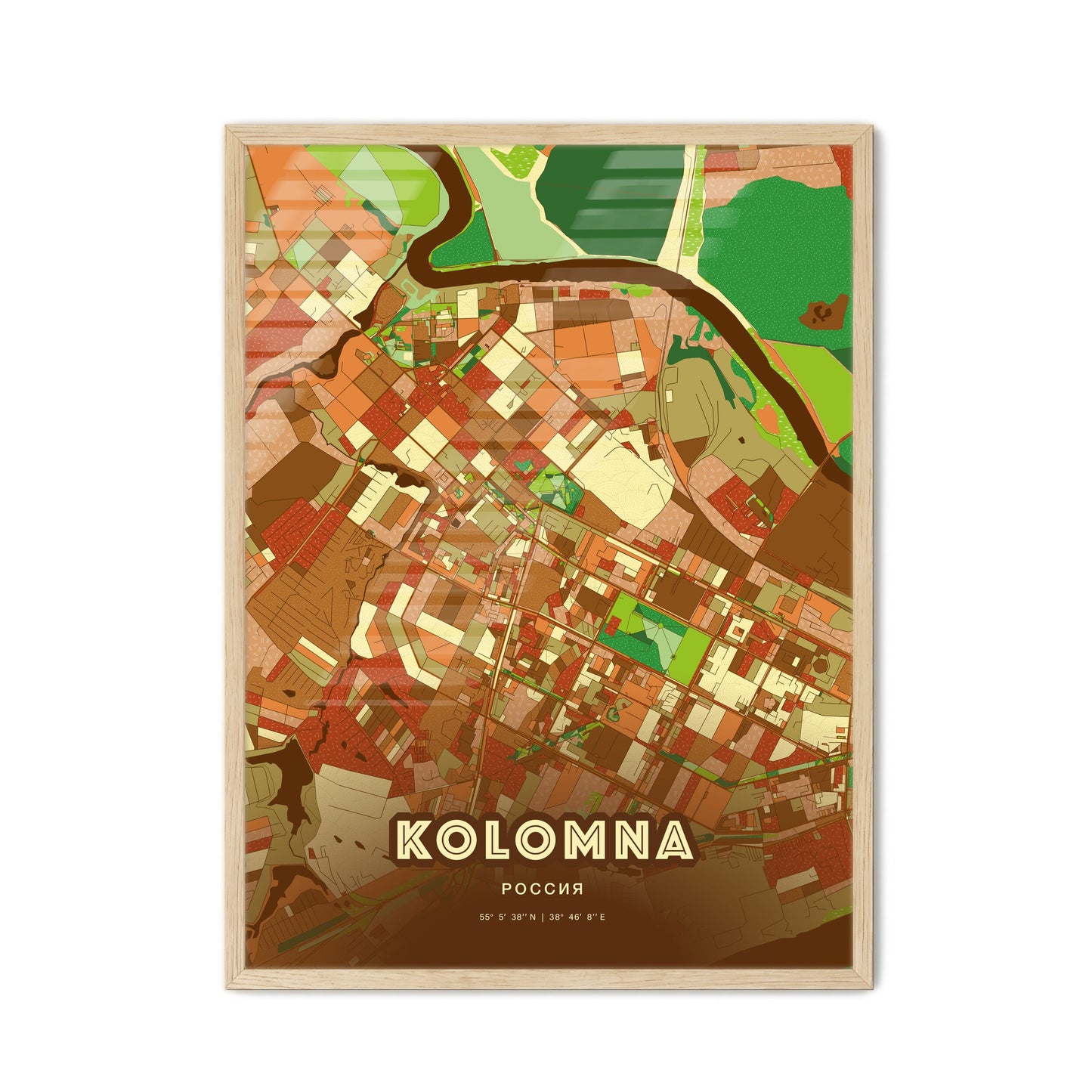 Colorful KOLOMNA RUSSIA Fine Art Map Farmhouse