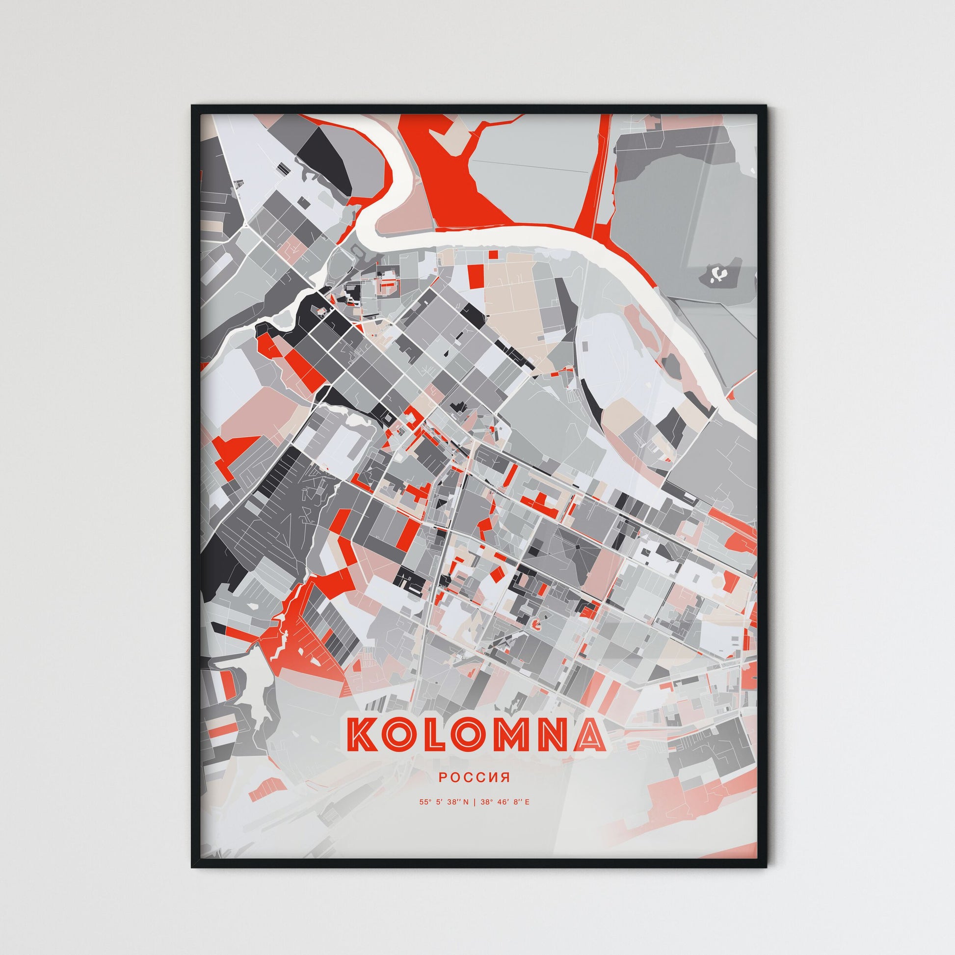 Colorful KOLOMNA RUSSIA Fine Art Map Modern