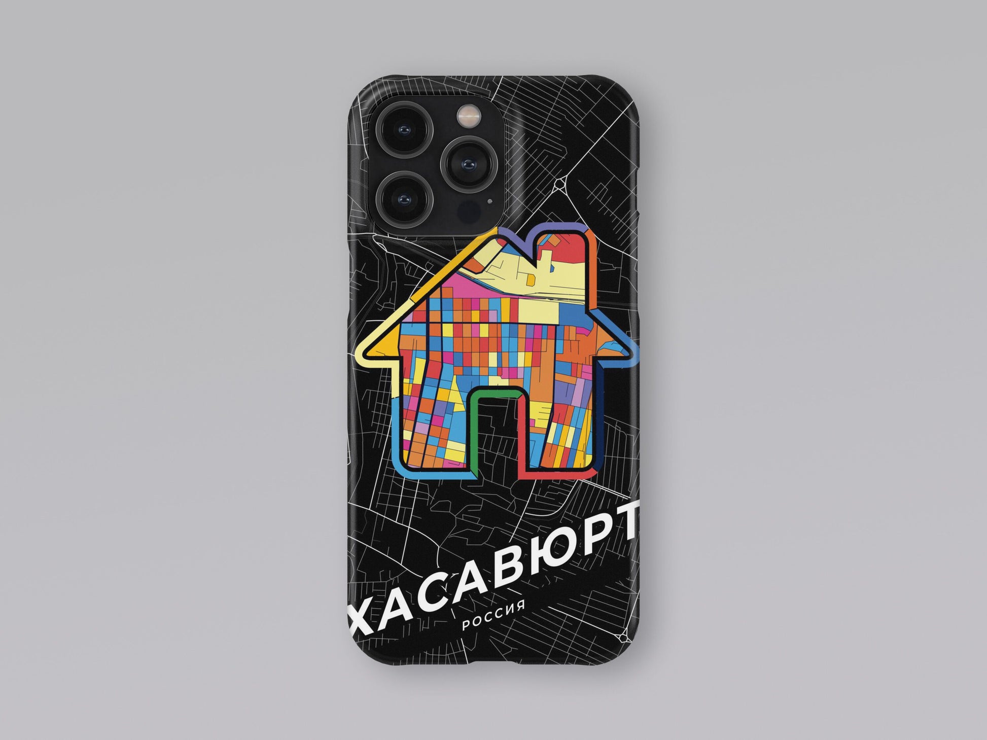 Khasavyurt Russia slim phone case with colorful icon. Birthday, wedding or housewarming gift. Couple match cases. 3